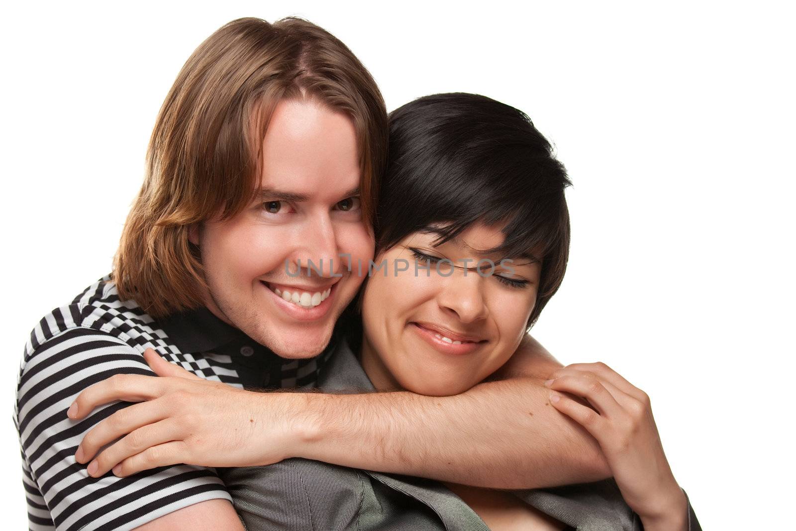 Diverse Caucasian Male and Multiethnic Female Portrait Isolated on a White Background.