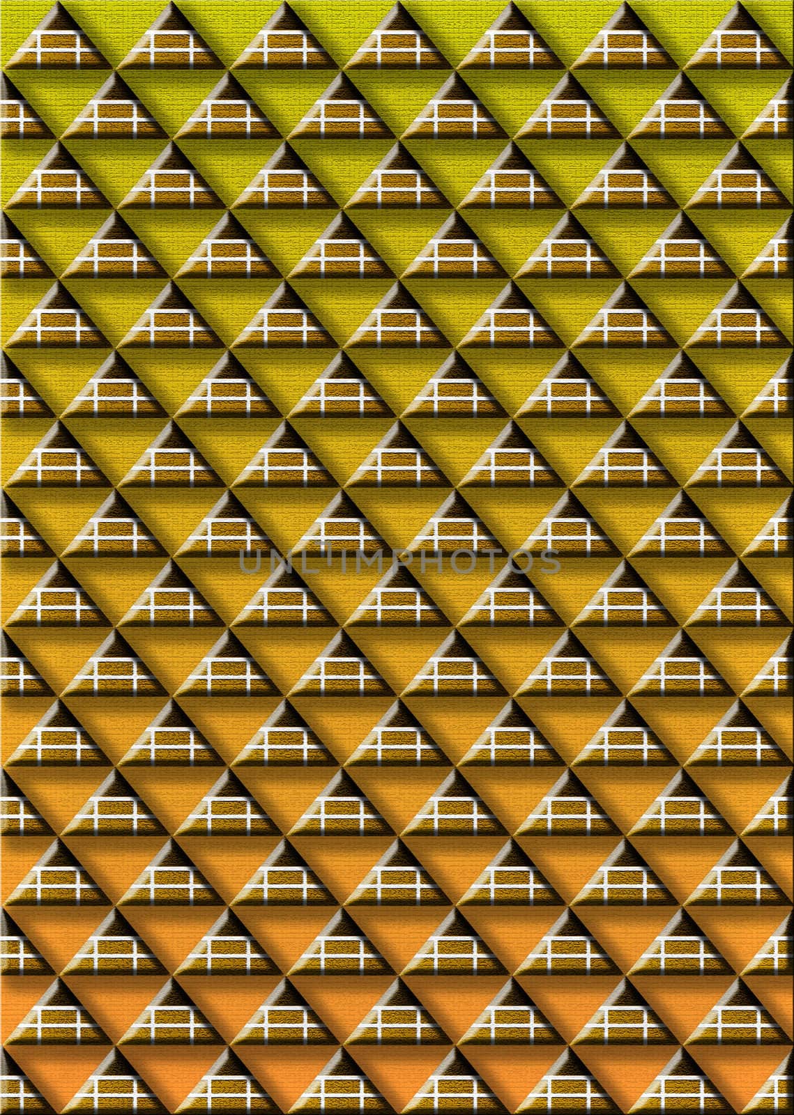 construction of pyramids one up to the others whit shadows
