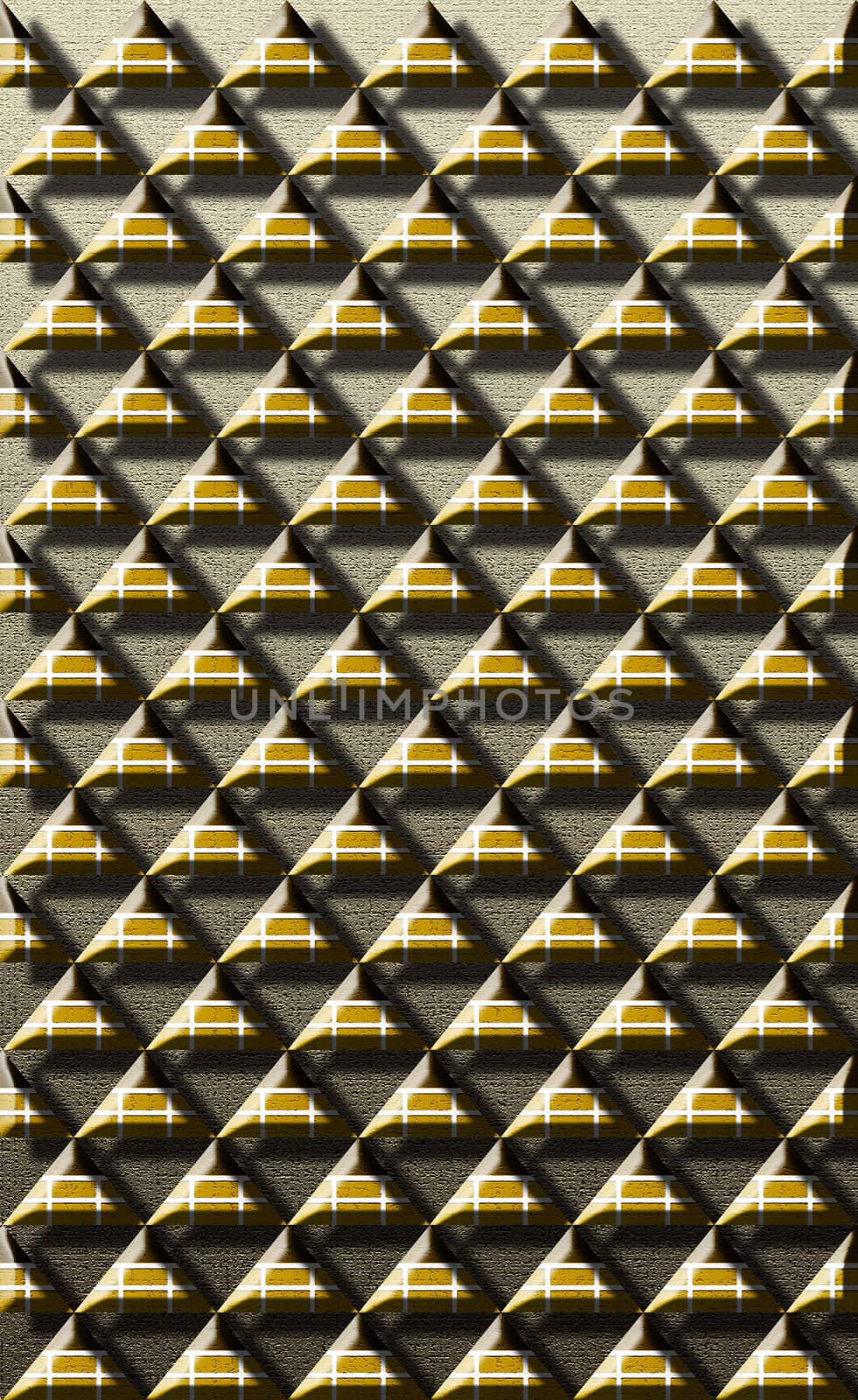 construction of pyramids one up to the others whit shadows