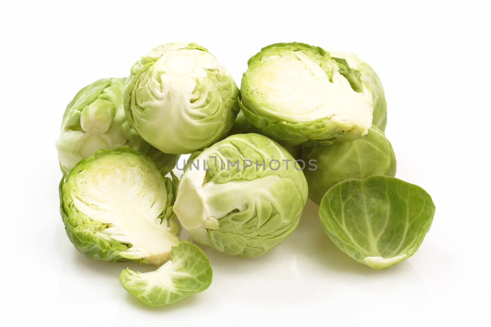 Brussels Sprouts in Detail on bright background