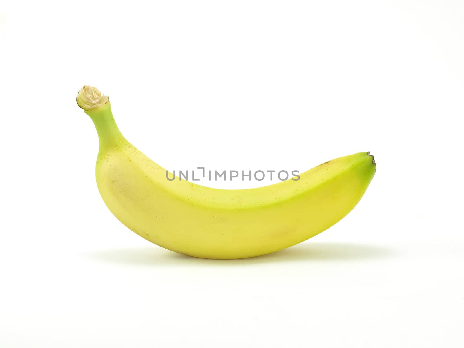 single ripe dessert banana on white background      