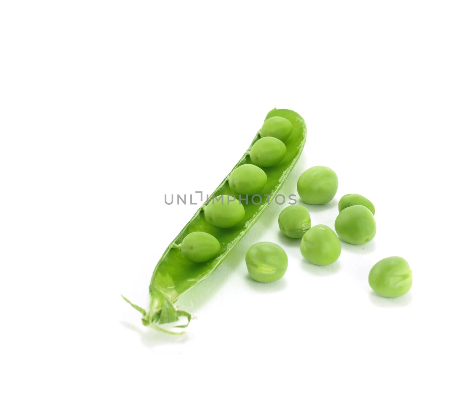 background of open green pea fruit showing seeds