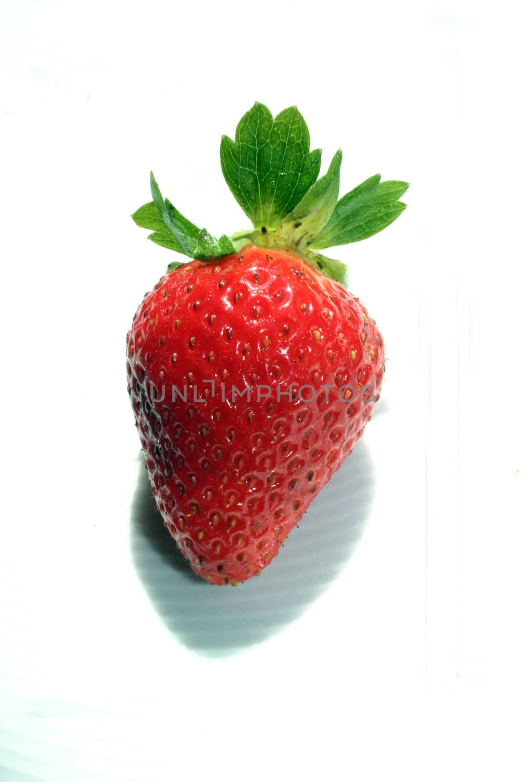 Isolated red-green tasty strawberry on white background
