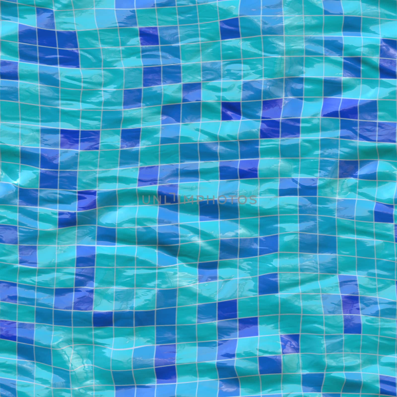 medium sized blue ceramic tiles submerged under water, seamlessly tillable