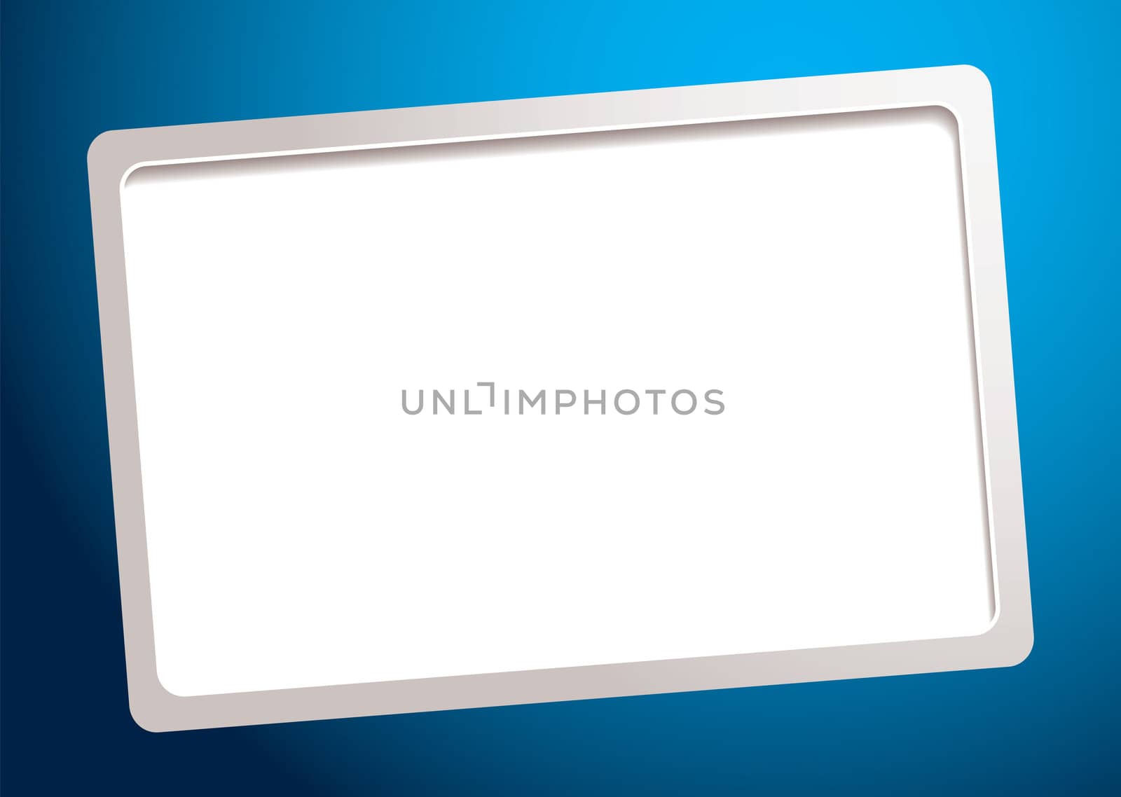 Blue background with white business card template and shadow