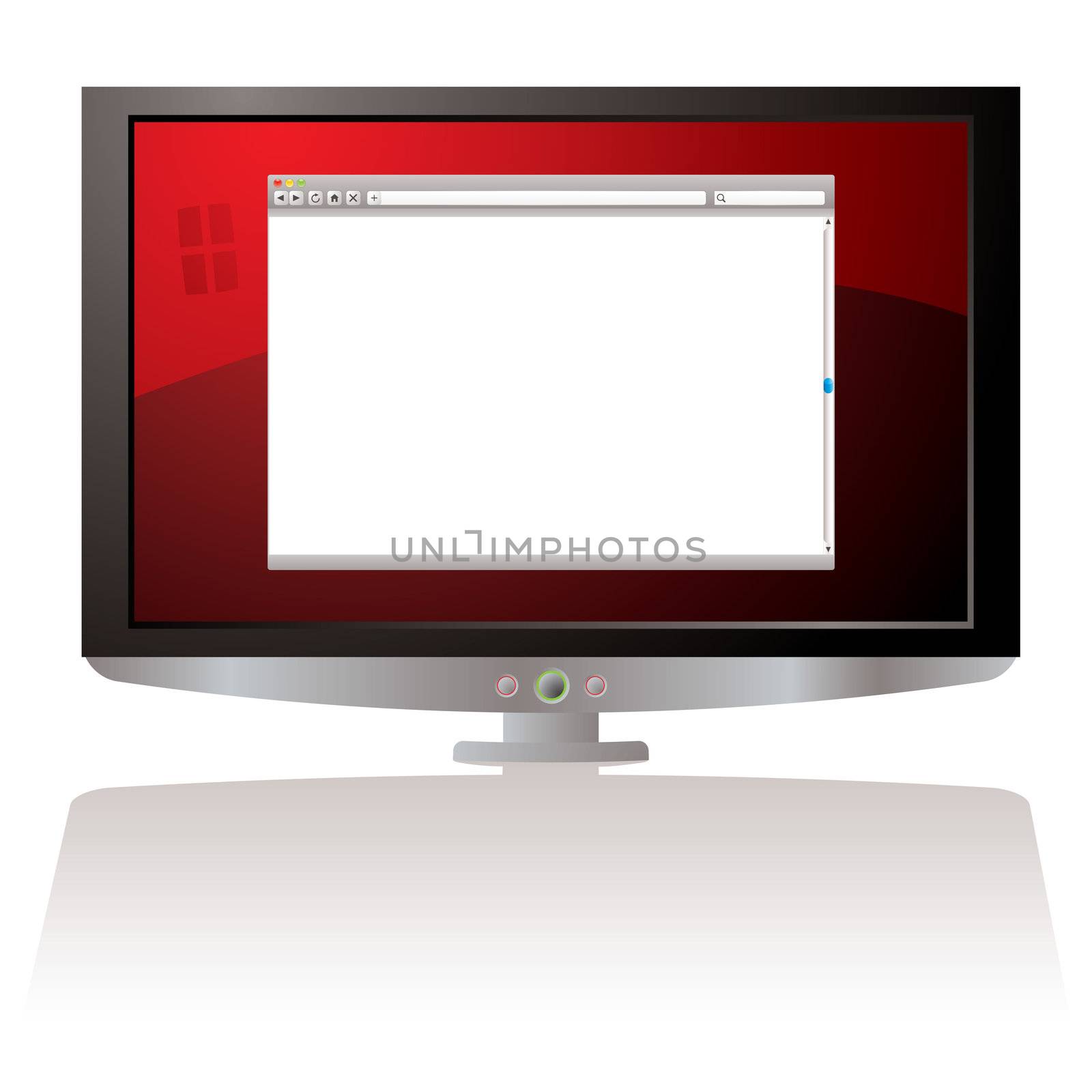 LCD Monitor with red background and web browser