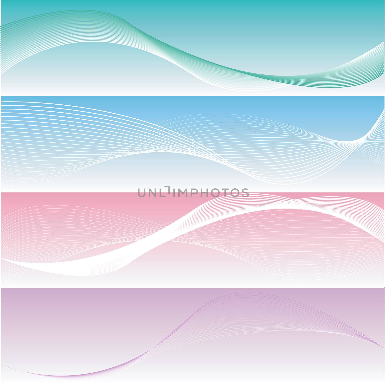 four different elegant and smooth banners or web site headers, also suitable as business cards