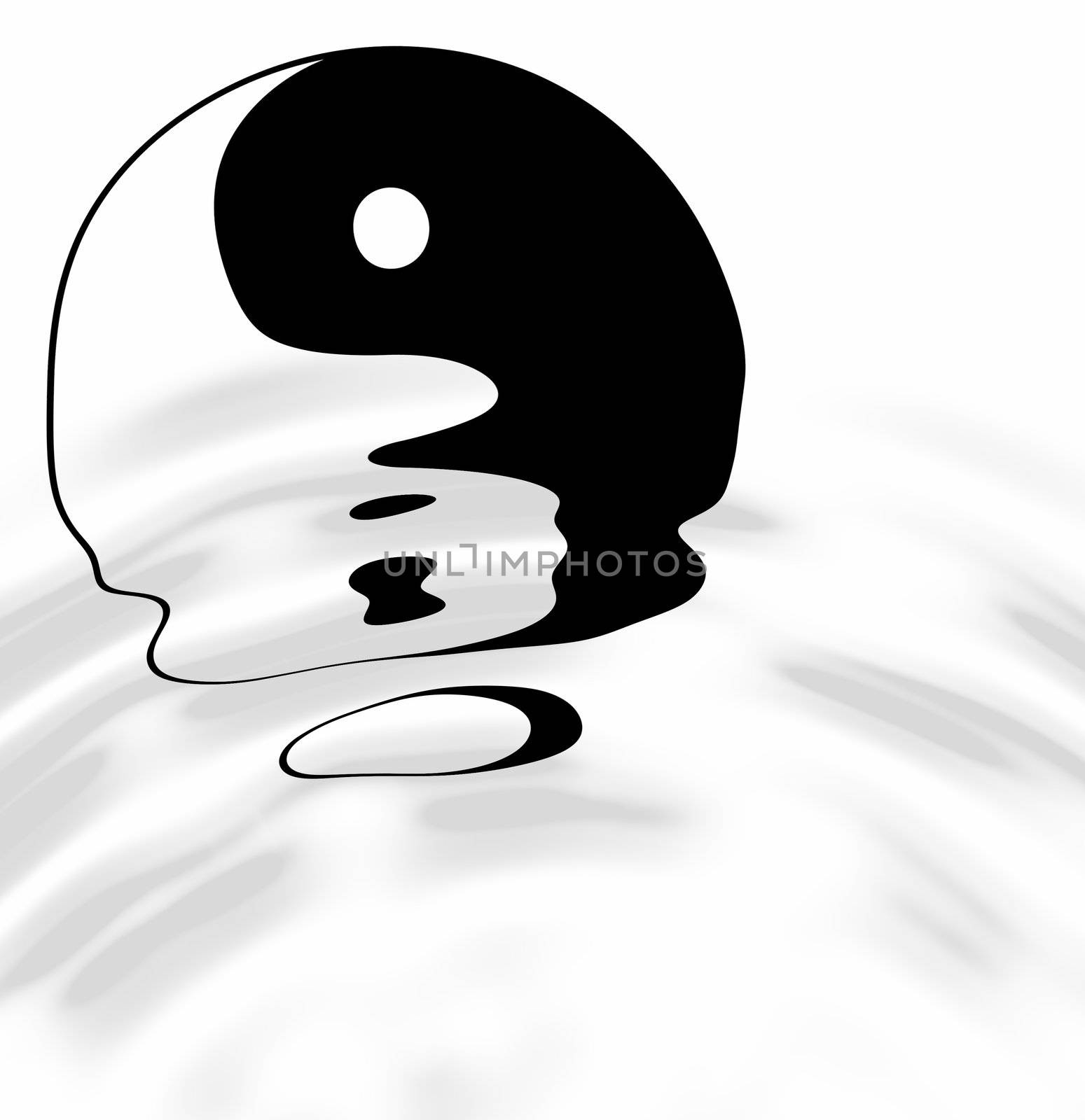 yin yang, taoistic symbol of harmony and balance with water ripples