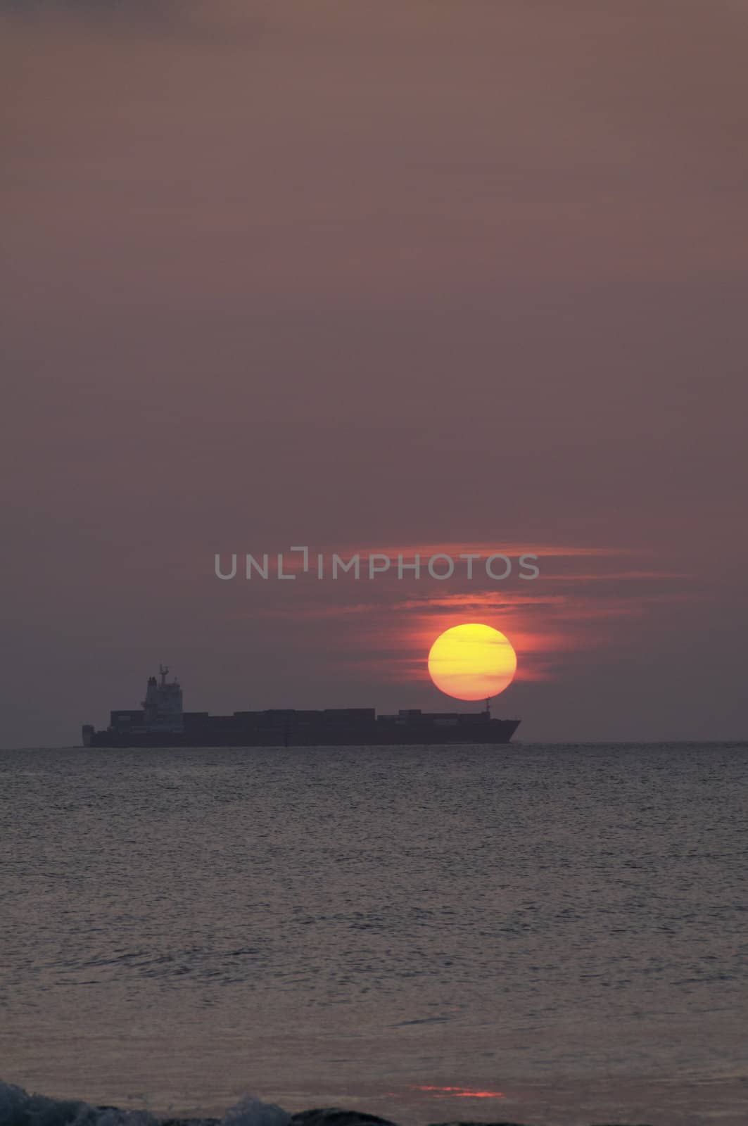 Ship with Yellow Sun by wayneandrose