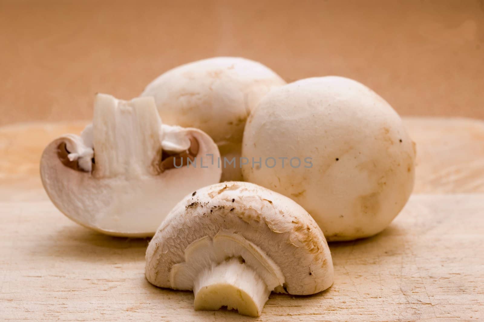 Mushrooms on a chopping board