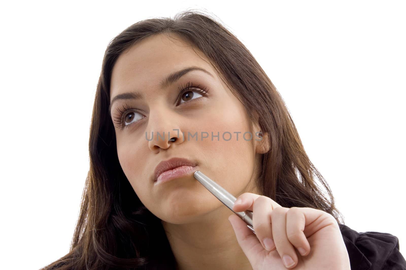 portrait of thinking young student on an isolated white background