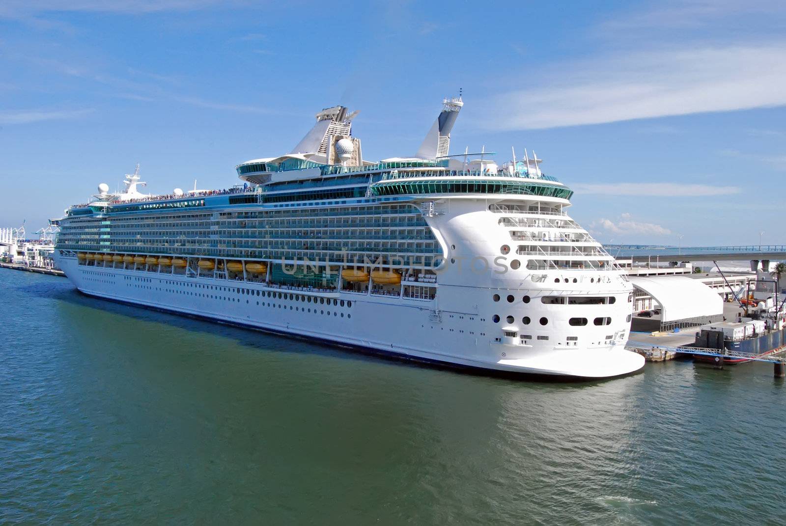 Caribbean bound cruiseship taking on passengers at the port of miami