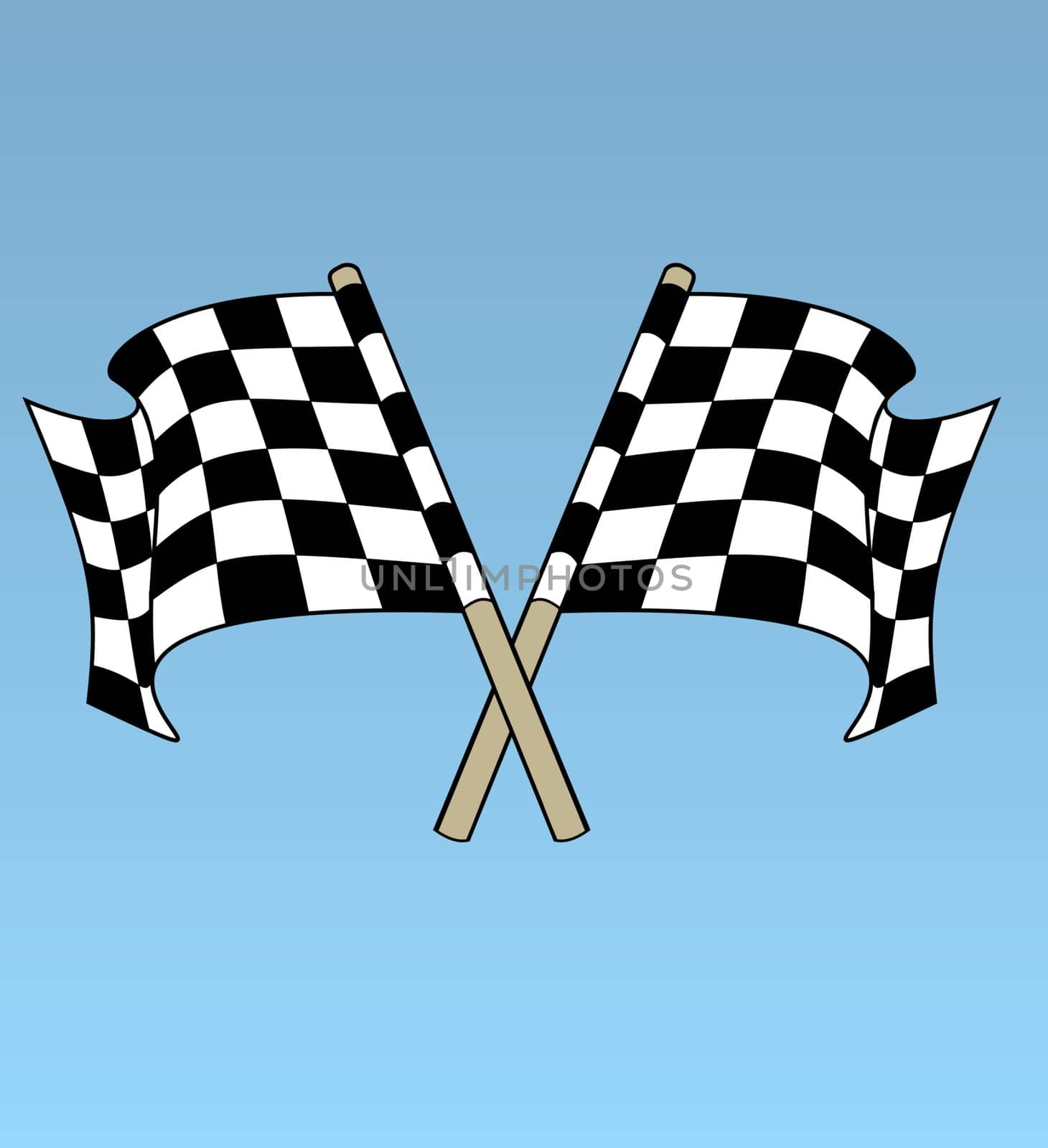 Illustration of two chequered flags overlapping