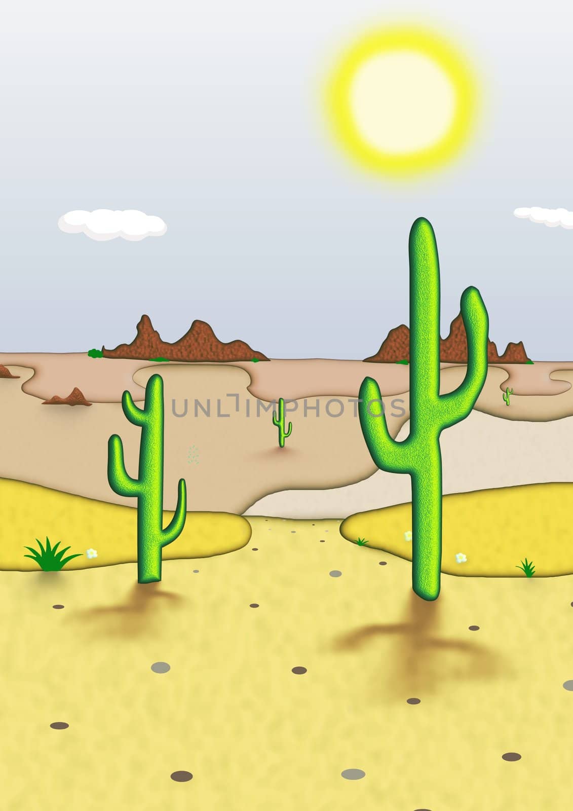 Illustration of a desert scene 