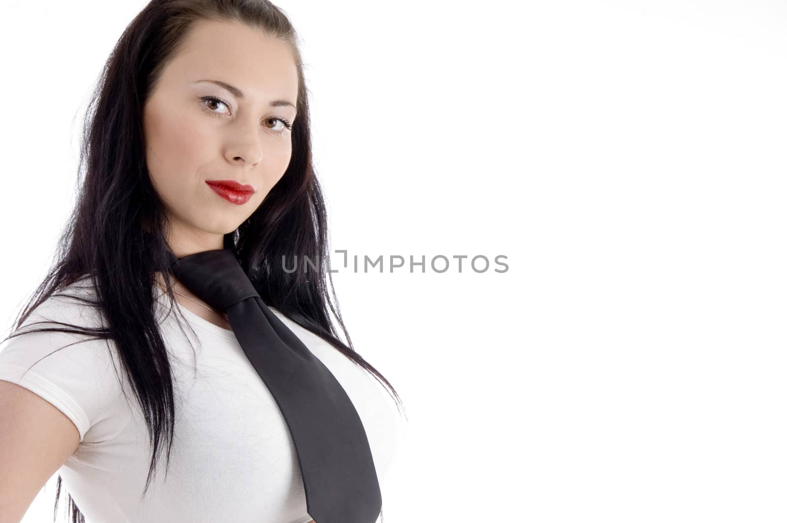 young woman wearing fashionable tie with close up view by imagerymajestic