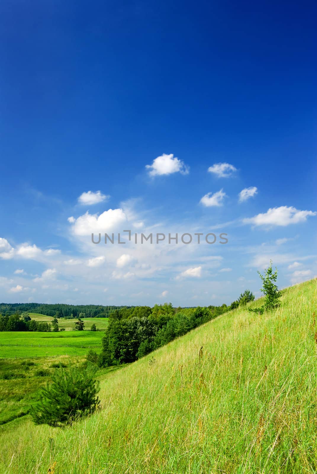Rural landscape - saturated view from the hill.