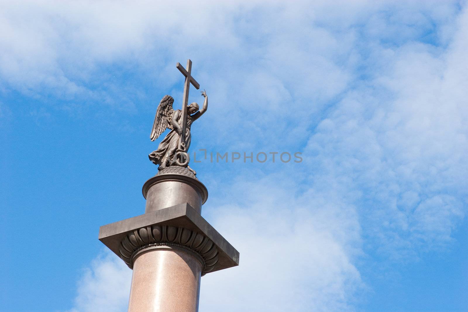Top of the Alexander Column in Saint-Petersburg