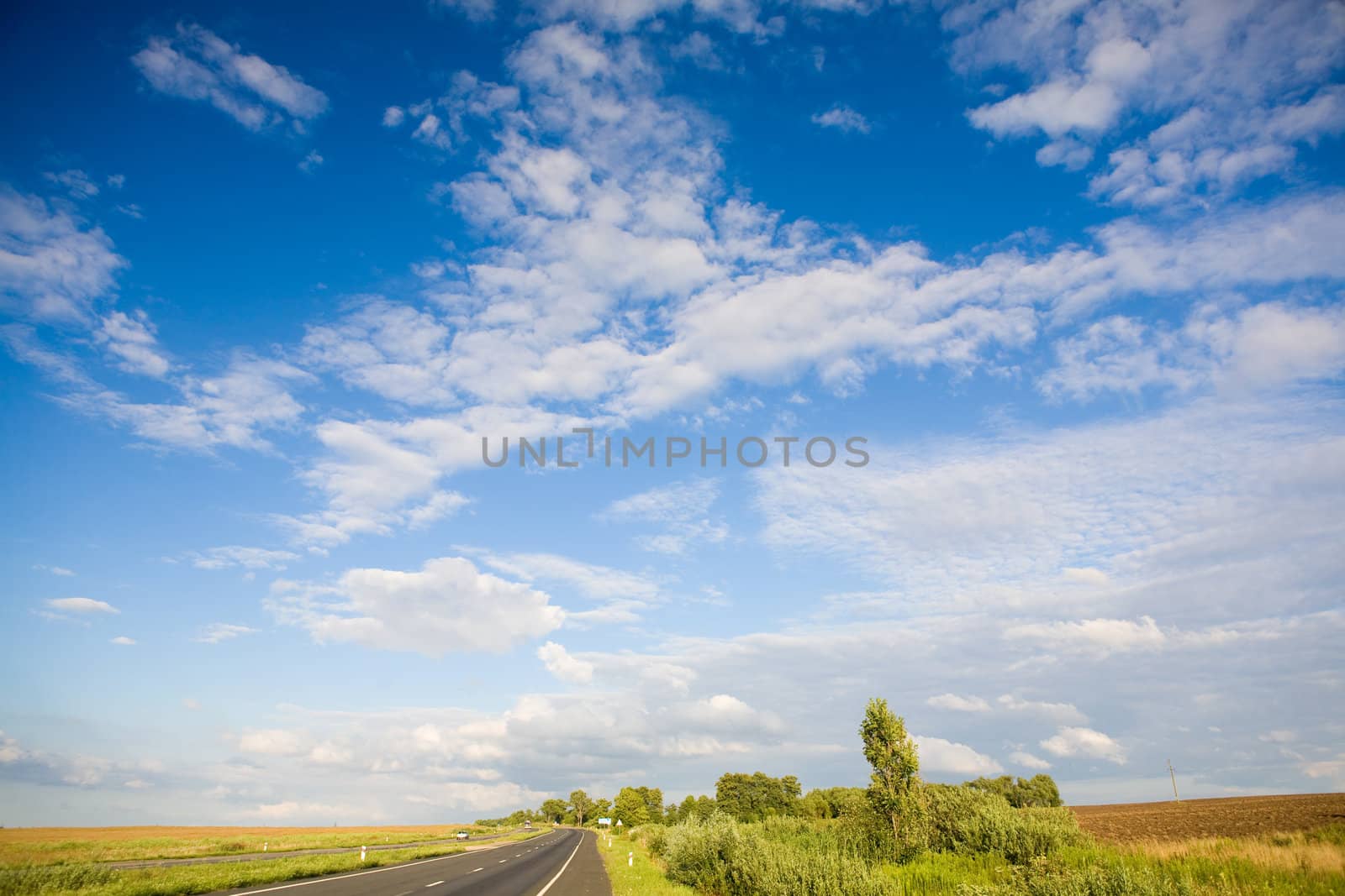 clouds on blue sky over the field