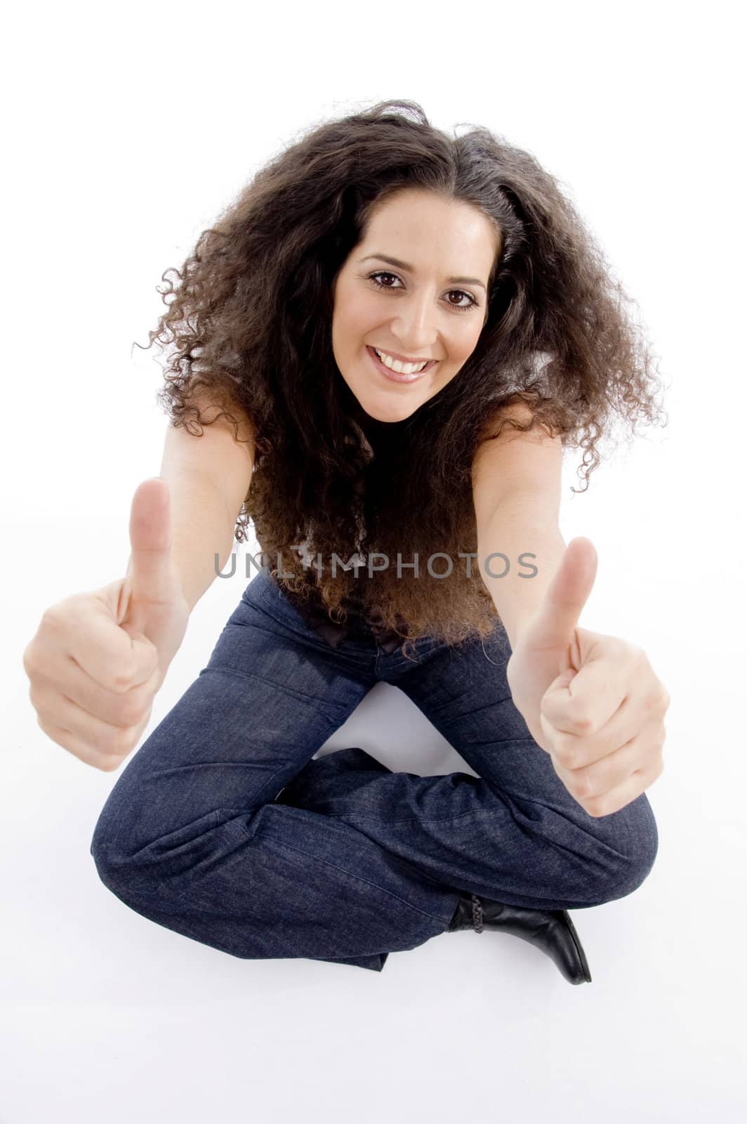 beautiful woman showing thumbs up by imagerymajestic