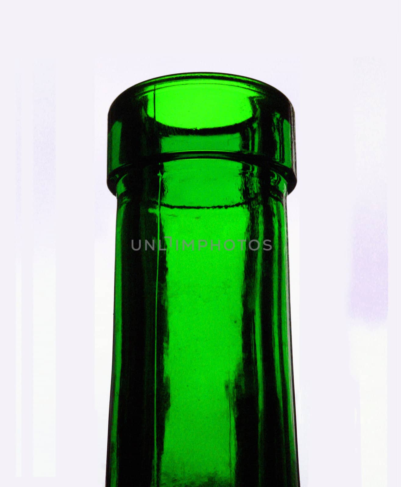 Green bottle neck on white background
