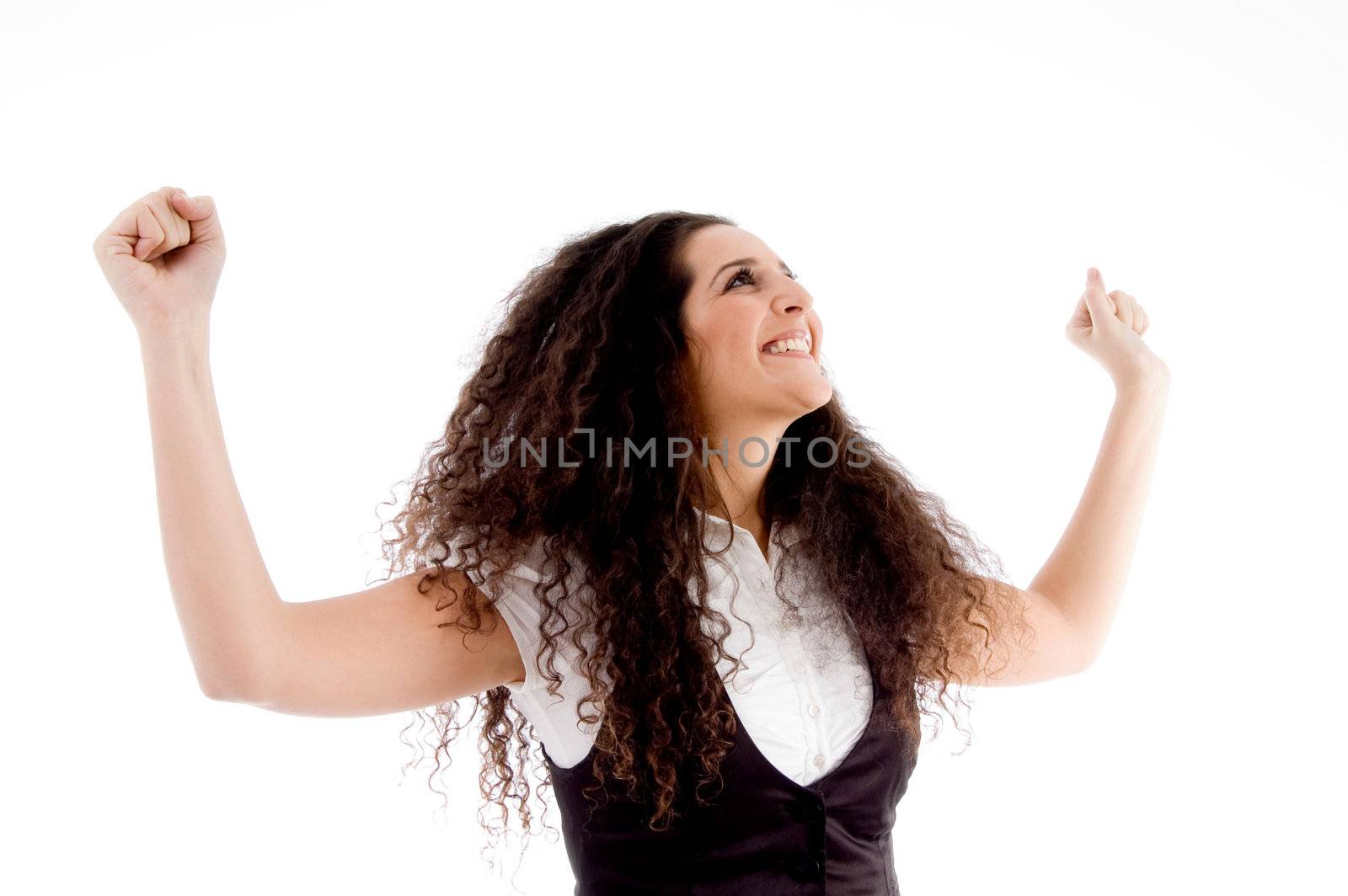 portrait of dancing female on an isolated background