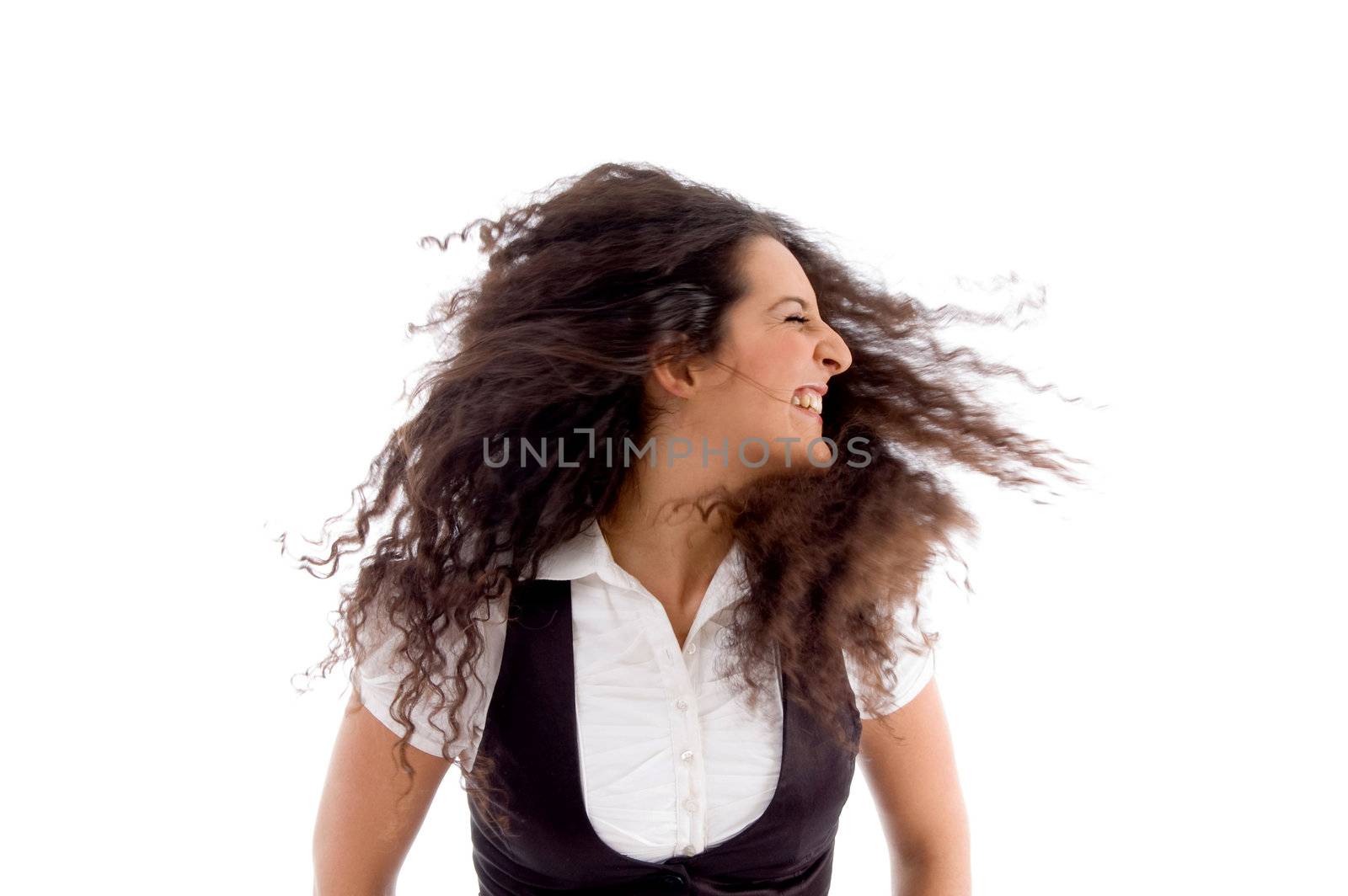 portrait of dancing woman on an isolated background