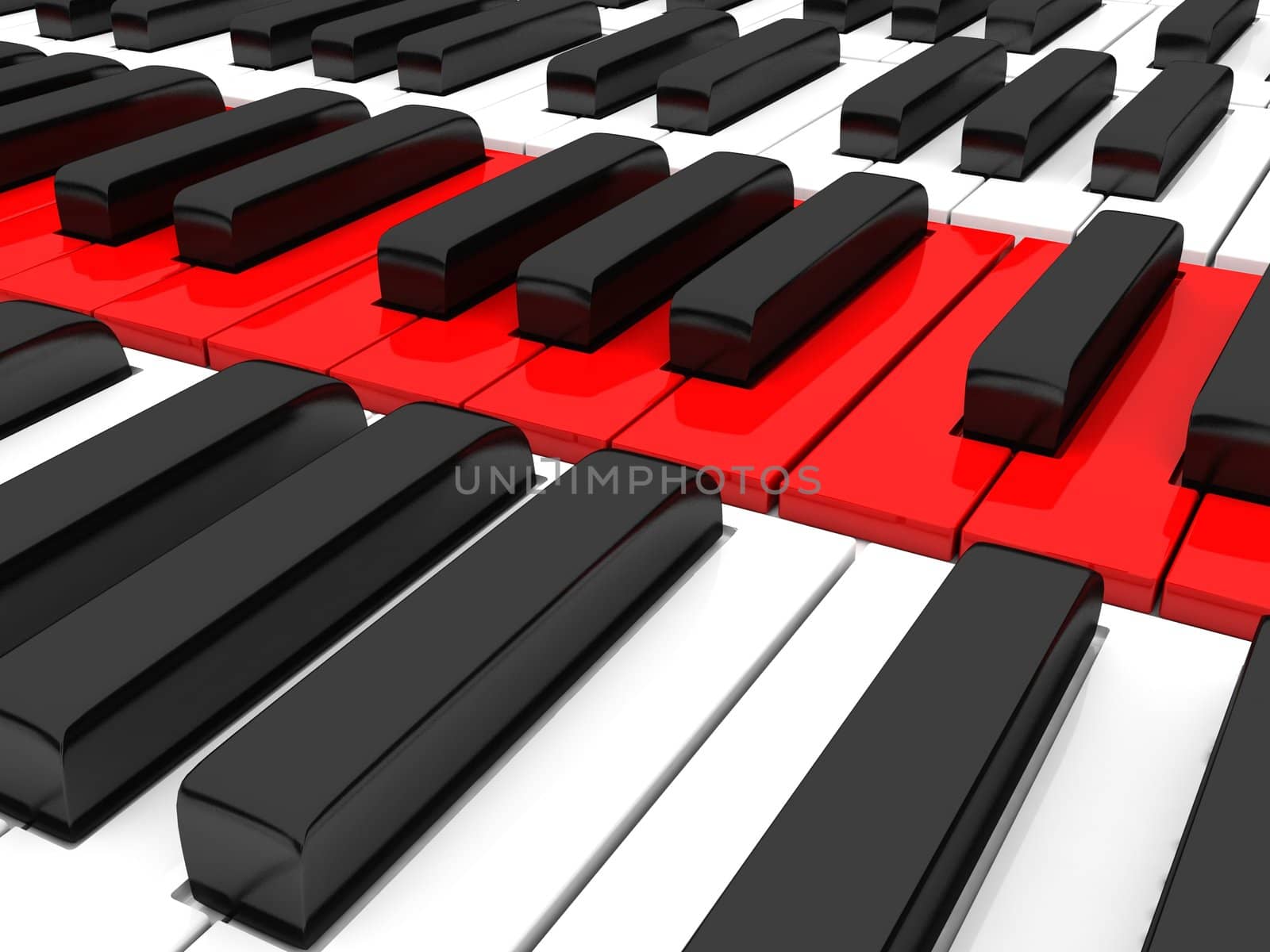 isolated three dimensional close up of piano keys