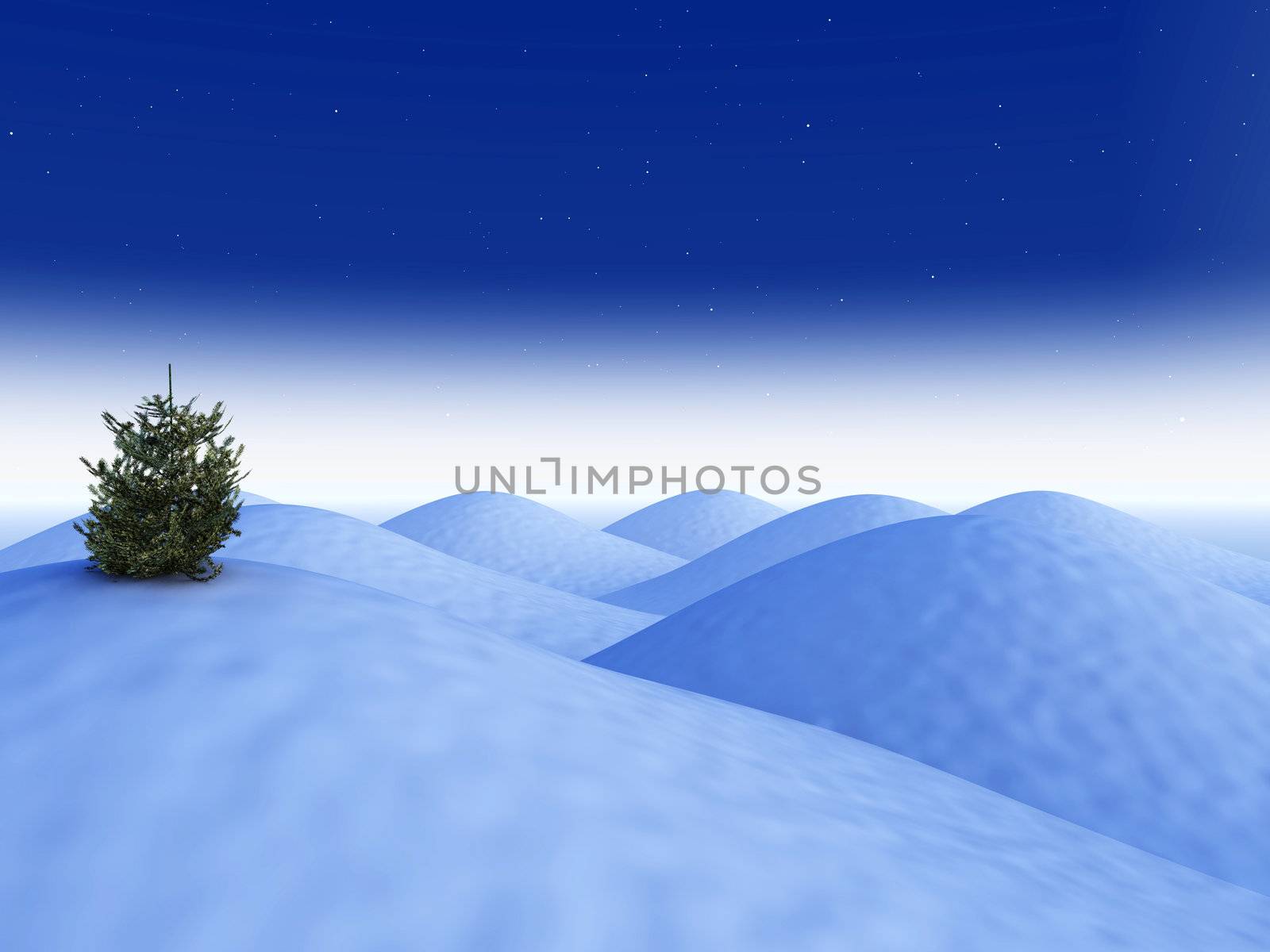 3D Illustration. Cartoon like Winter Landscape...