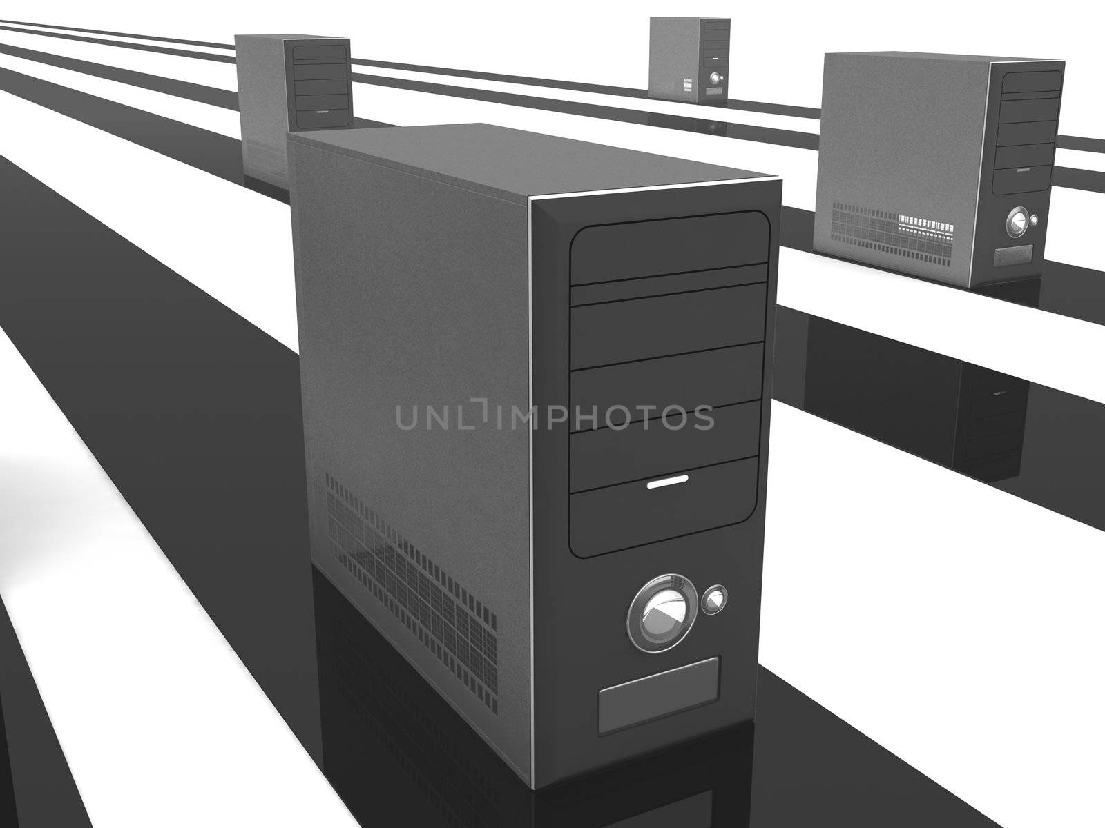 isolated three dimensional cpu with stripes