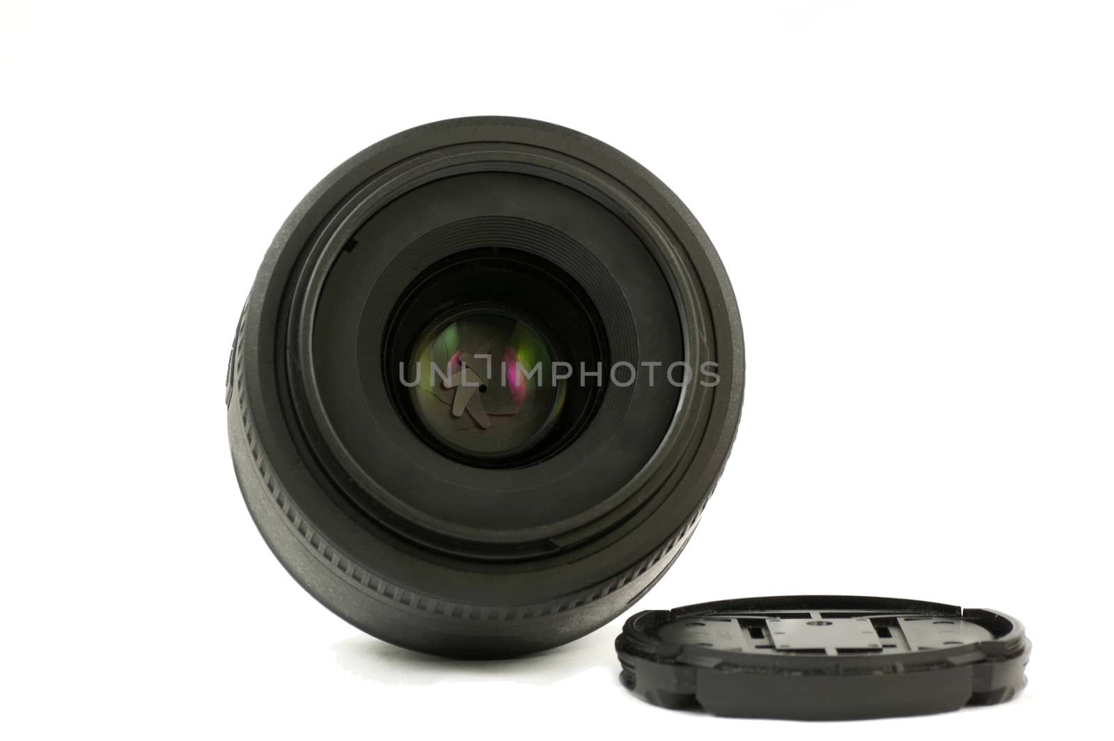 35mm prime dslr lens front view isolated by nihues