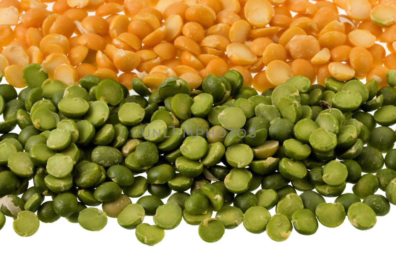 green and yellow split peas by PixelsAway