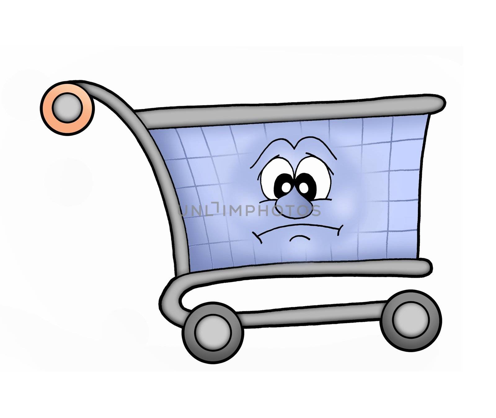 Sad shopping cart - color illustration.