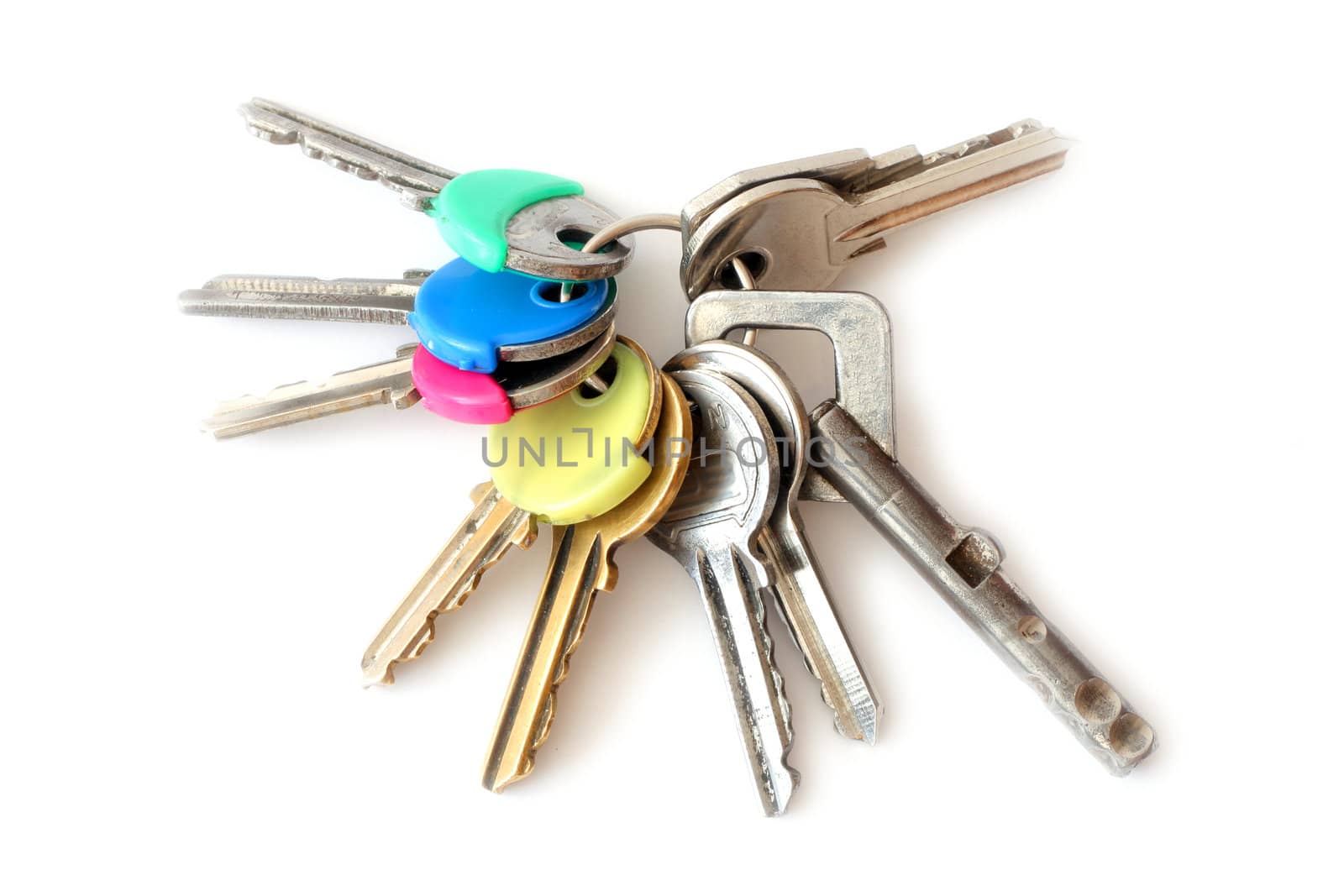 Bunch of keys isolated over white background