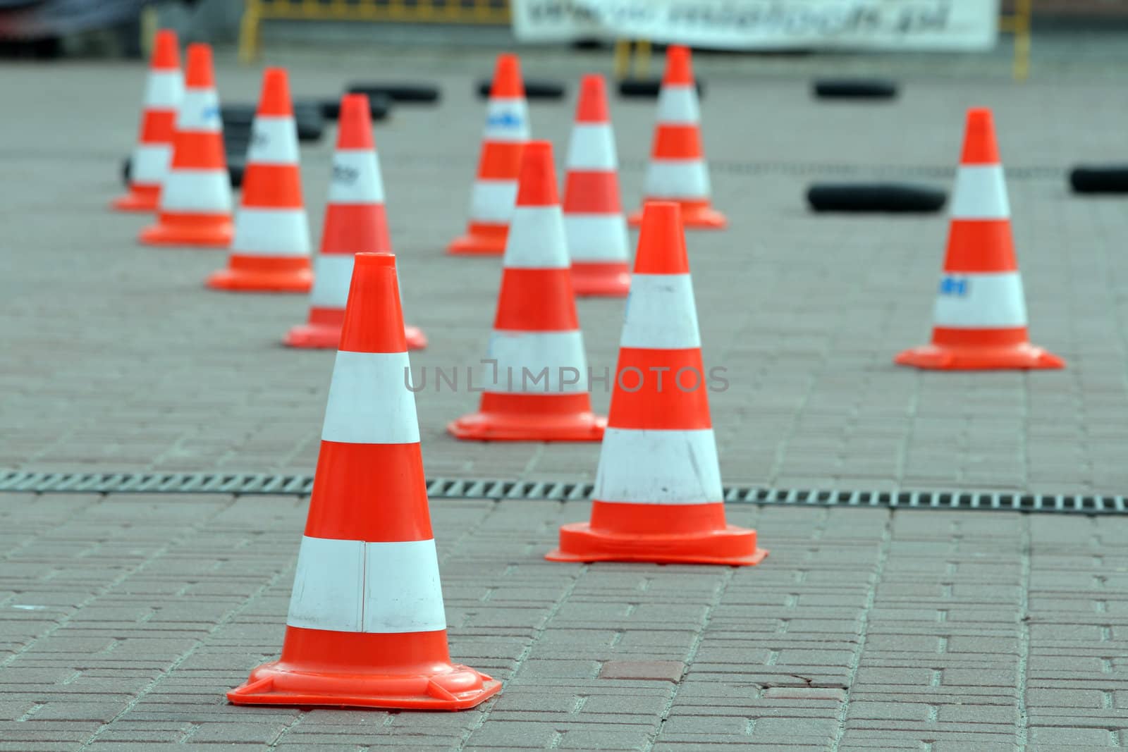 Traffic cones on the buggy race track

