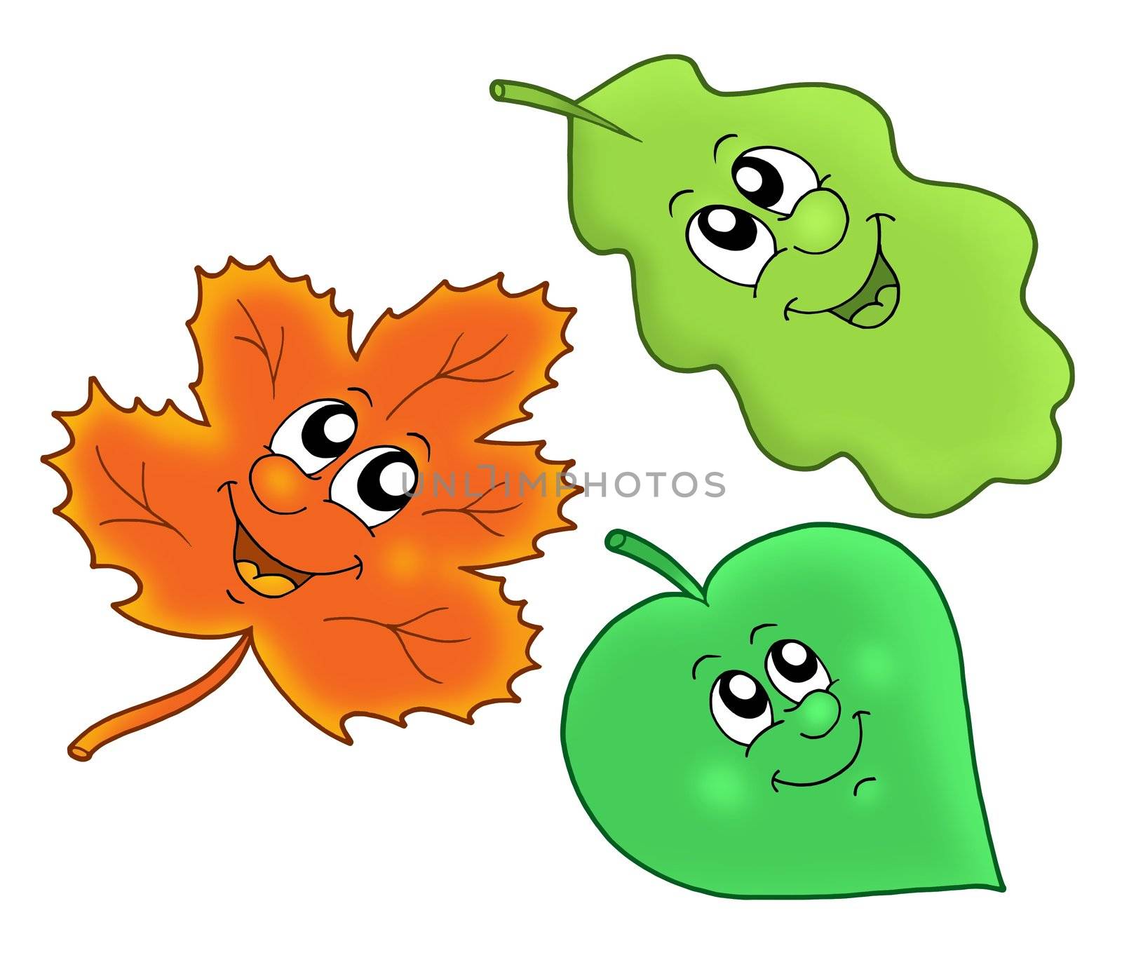 Cute autumn leaves - color illustration.