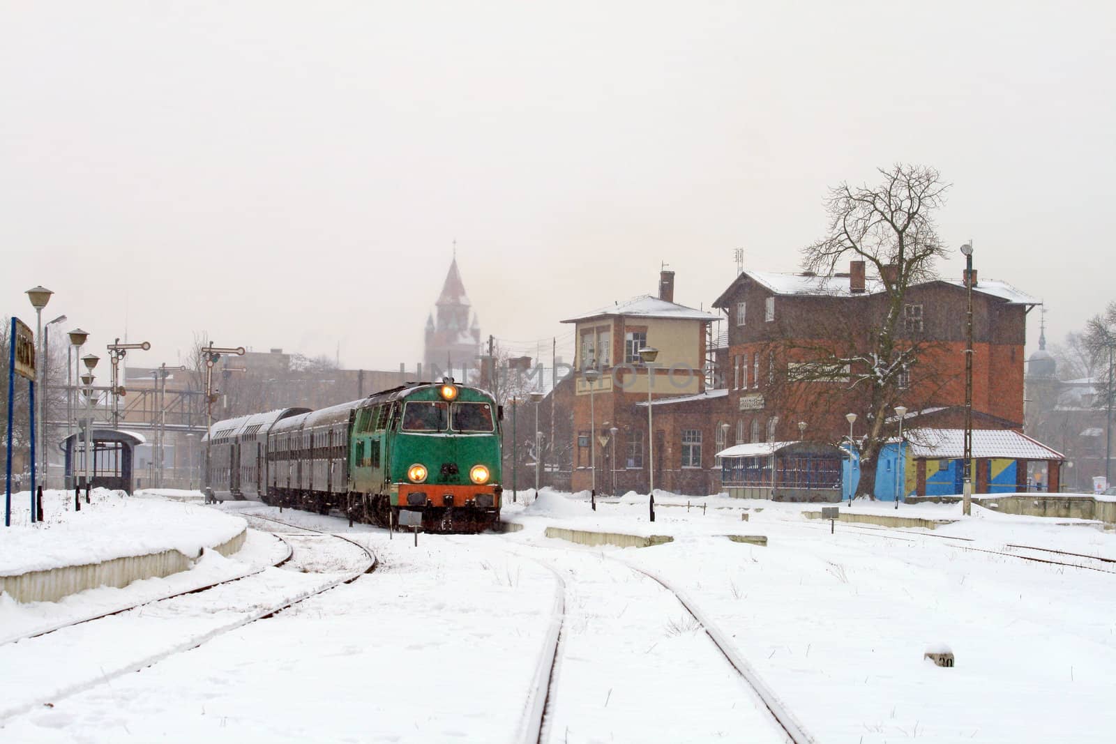 Train waiting at the old small station