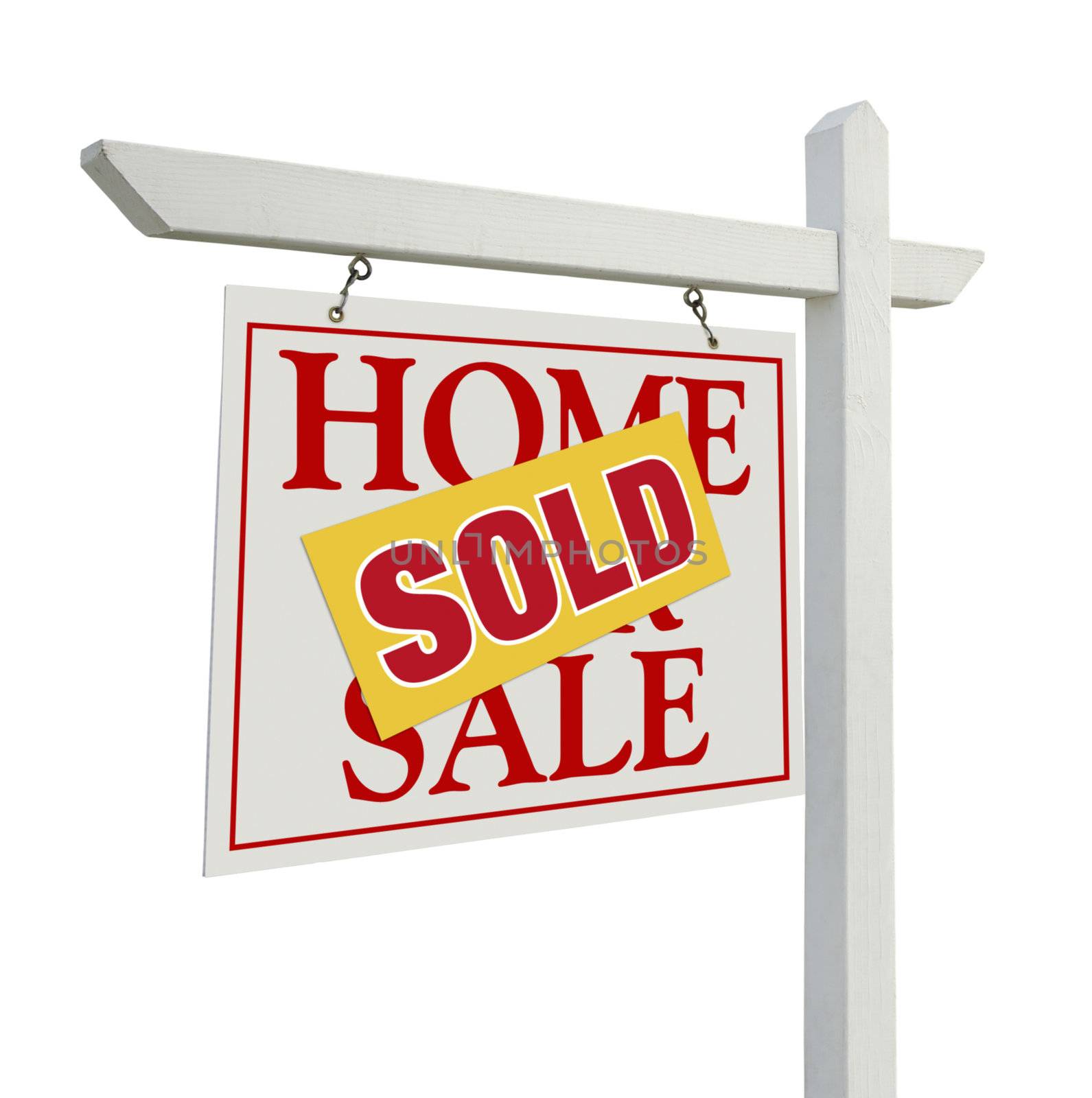 Sold Home For Sale Real Estate Sign on White by Feverpitched