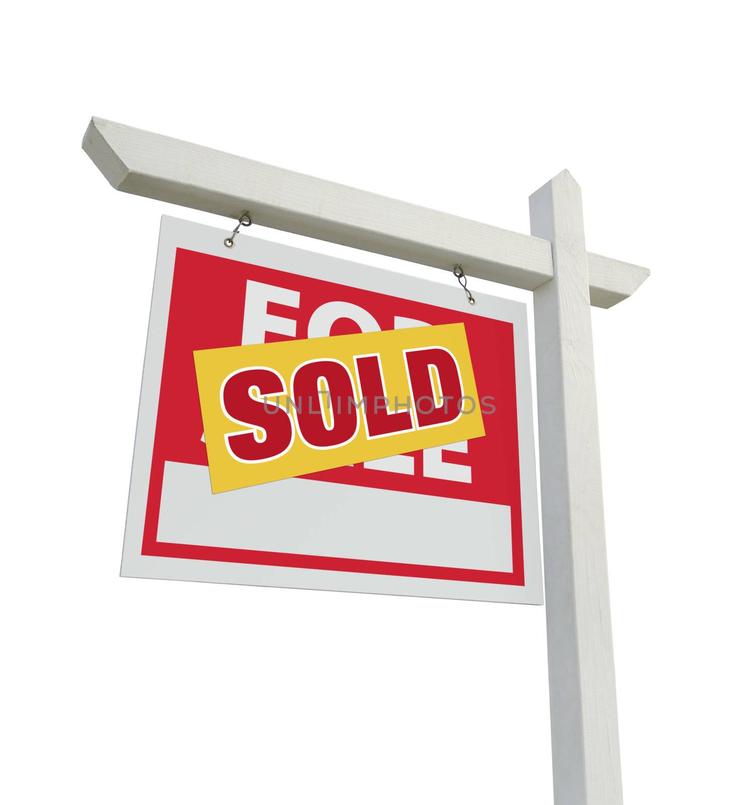 Sold Home For Sale Real Estate Sign on White by Feverpitched