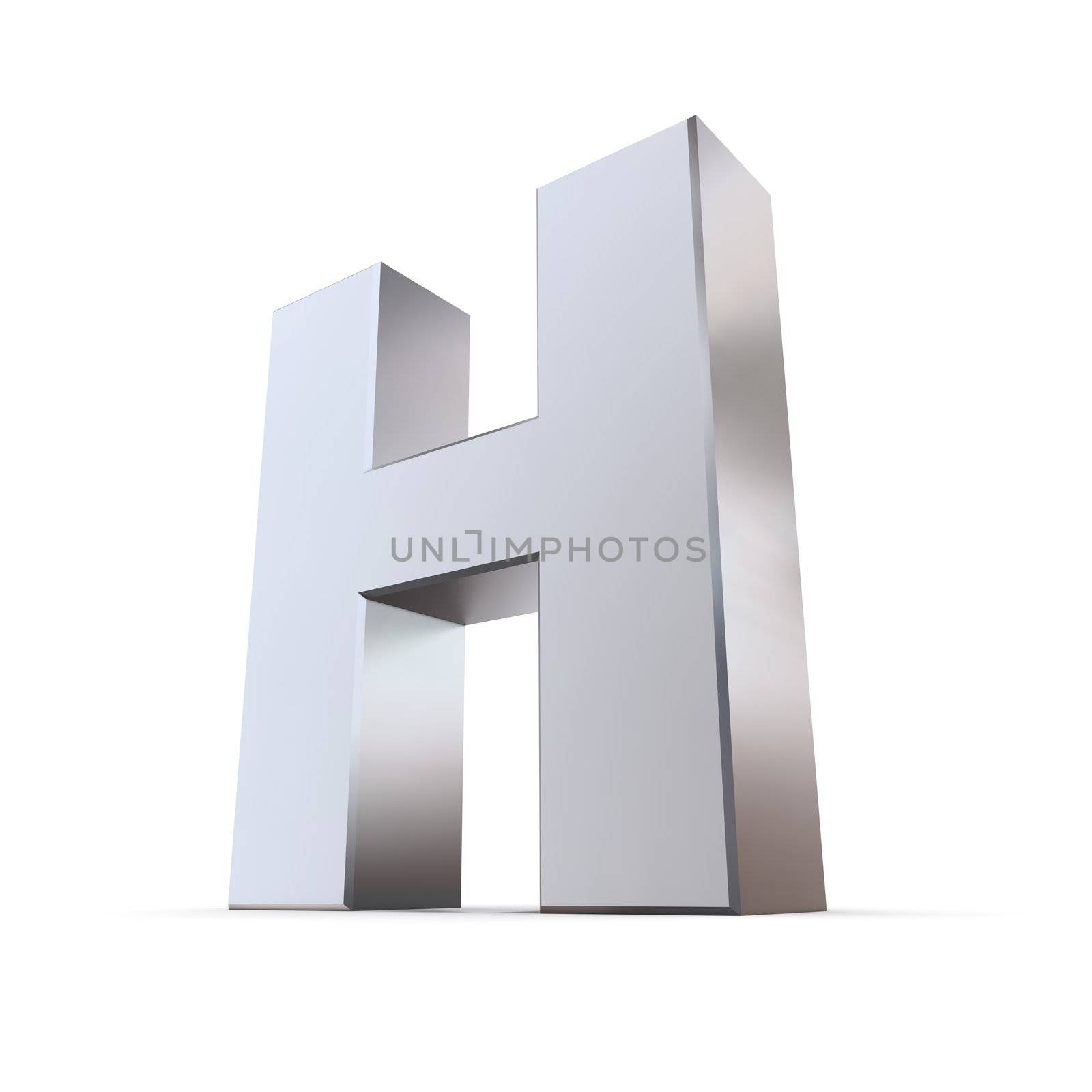 shiny 3d letter H made of silver/chrome