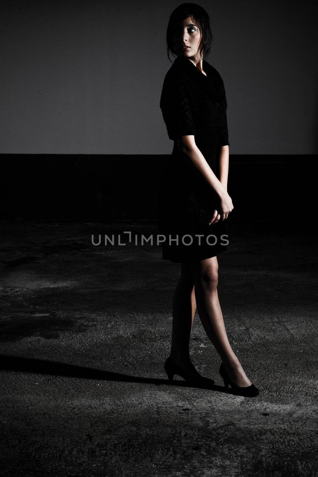 Black Dress Standing In Shadow by nfx702