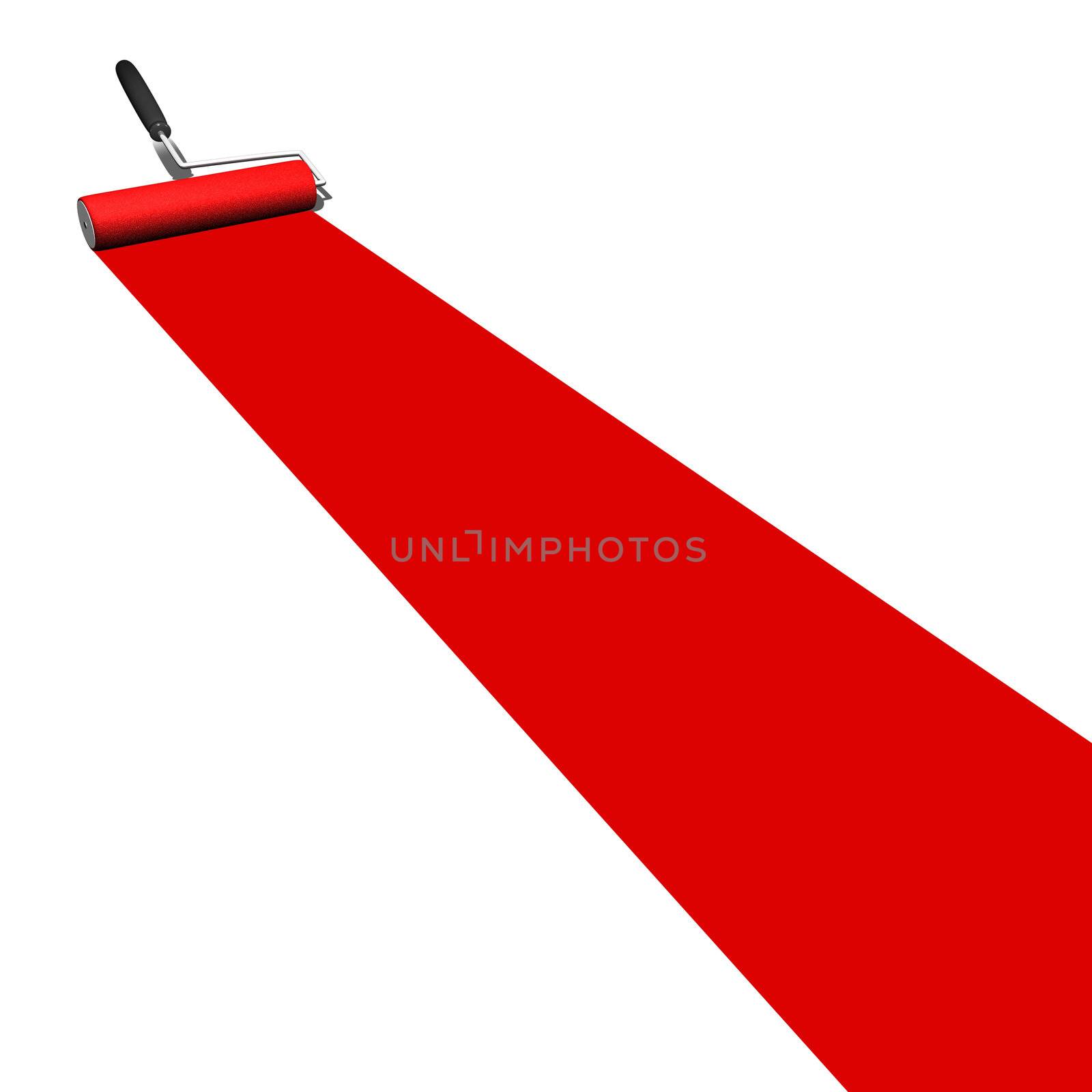 Image of a red paint roller isolated on a white background.