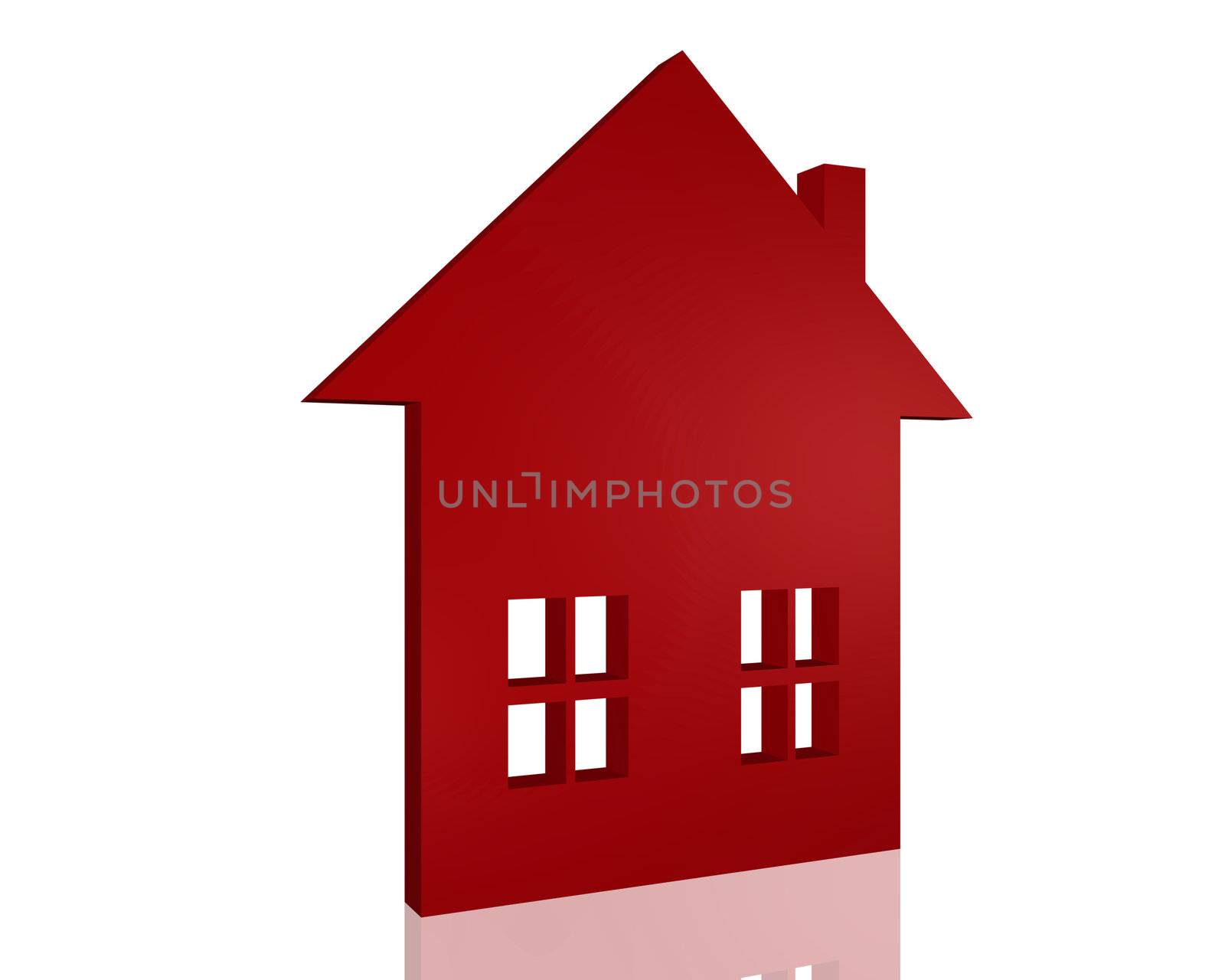 Image of a 3D house icon isolated on a white background.