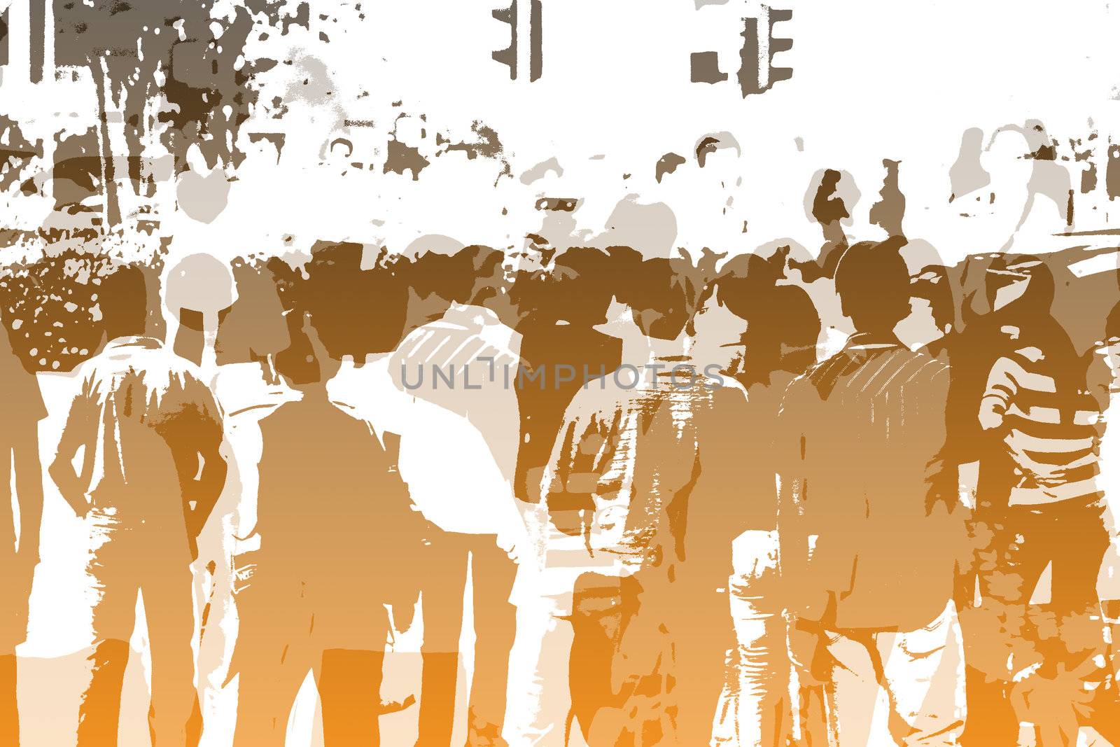 Crowd Abstract Background in Colors and White