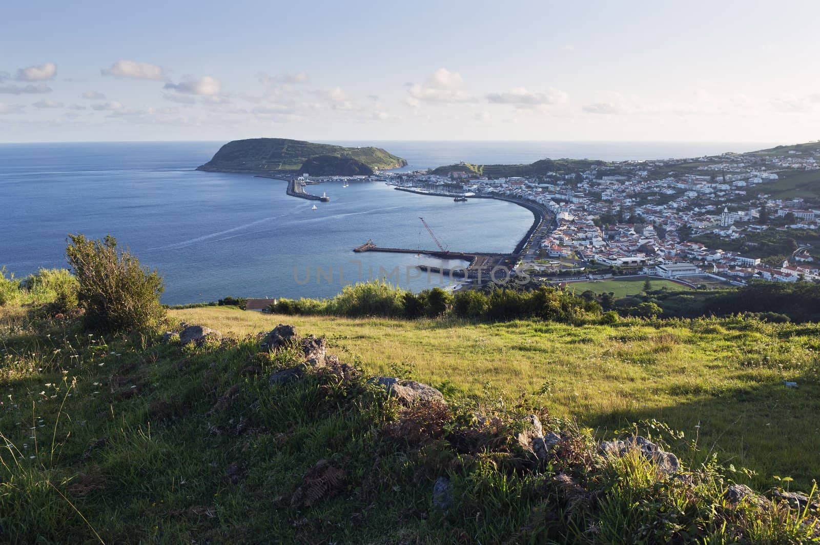 View over the city of Horta in Faial island, Azores, Portugal