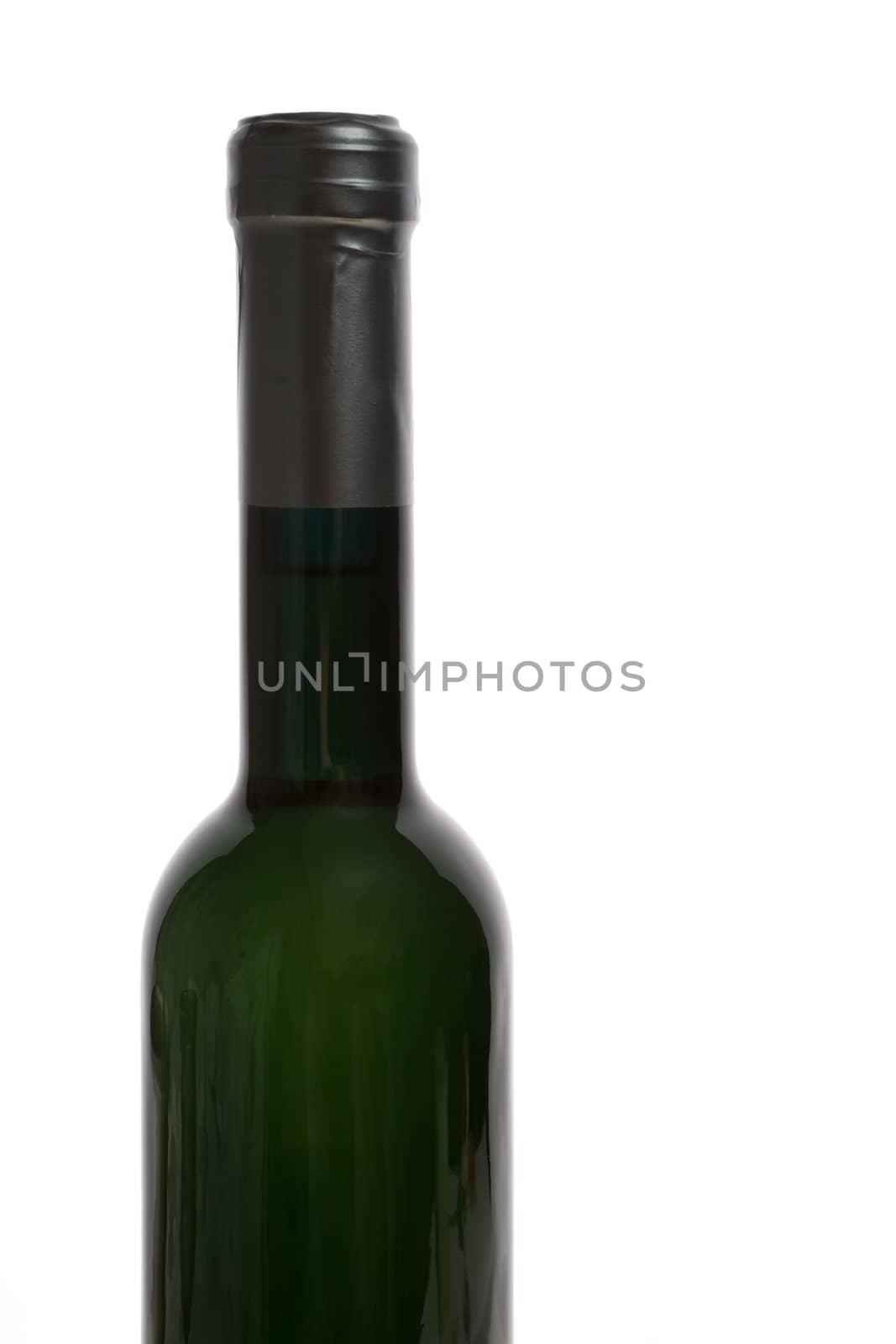 Isolated white wine bottle on white background.