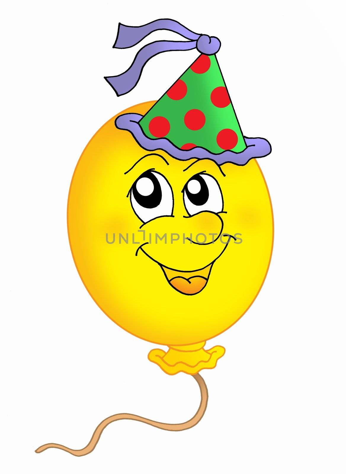 Color illustration of balloon with party cap.