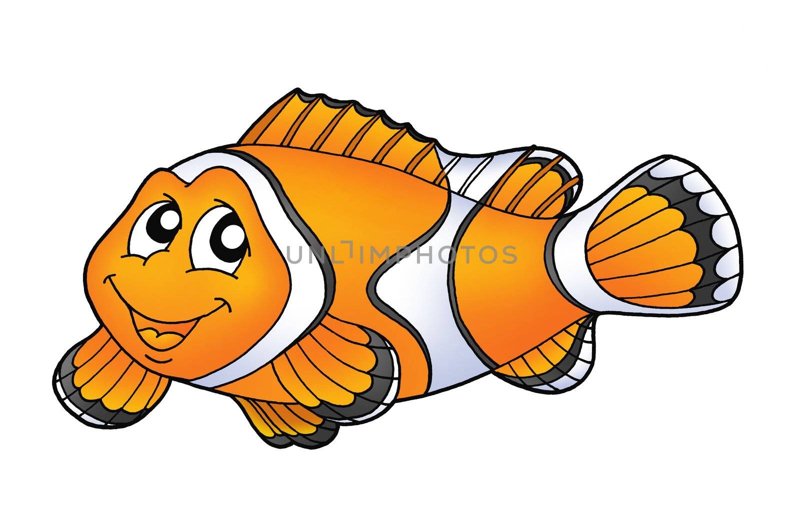 Smiling orange clownfish - color illustration