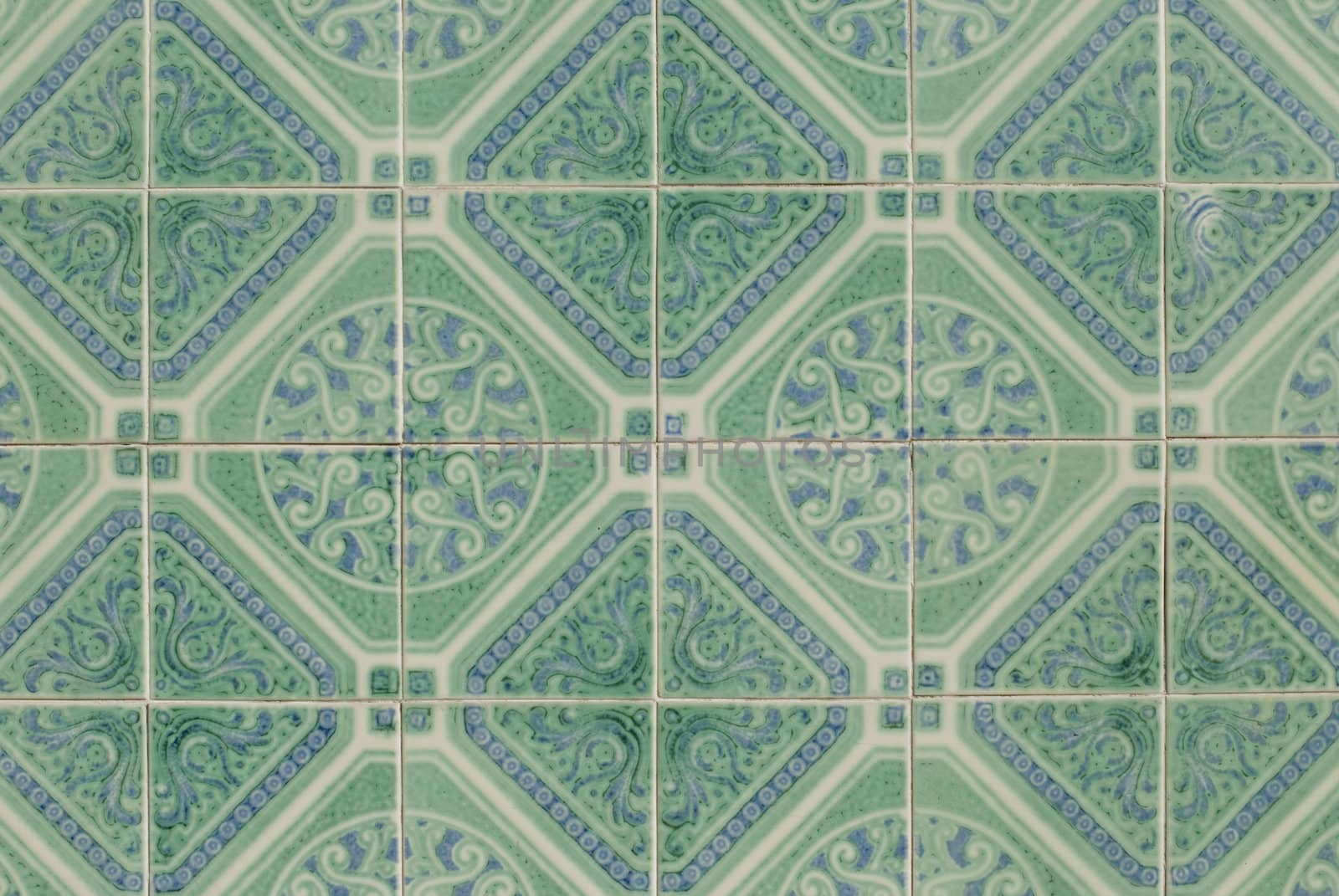 Detail of Portuguese glazed tiles.