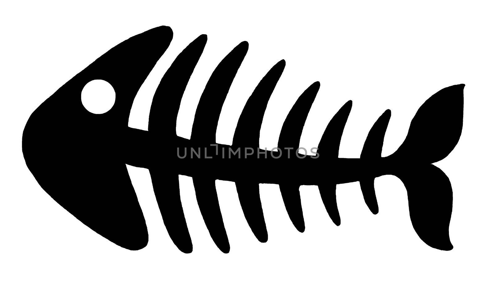 Illustration of black fishbone on white background.