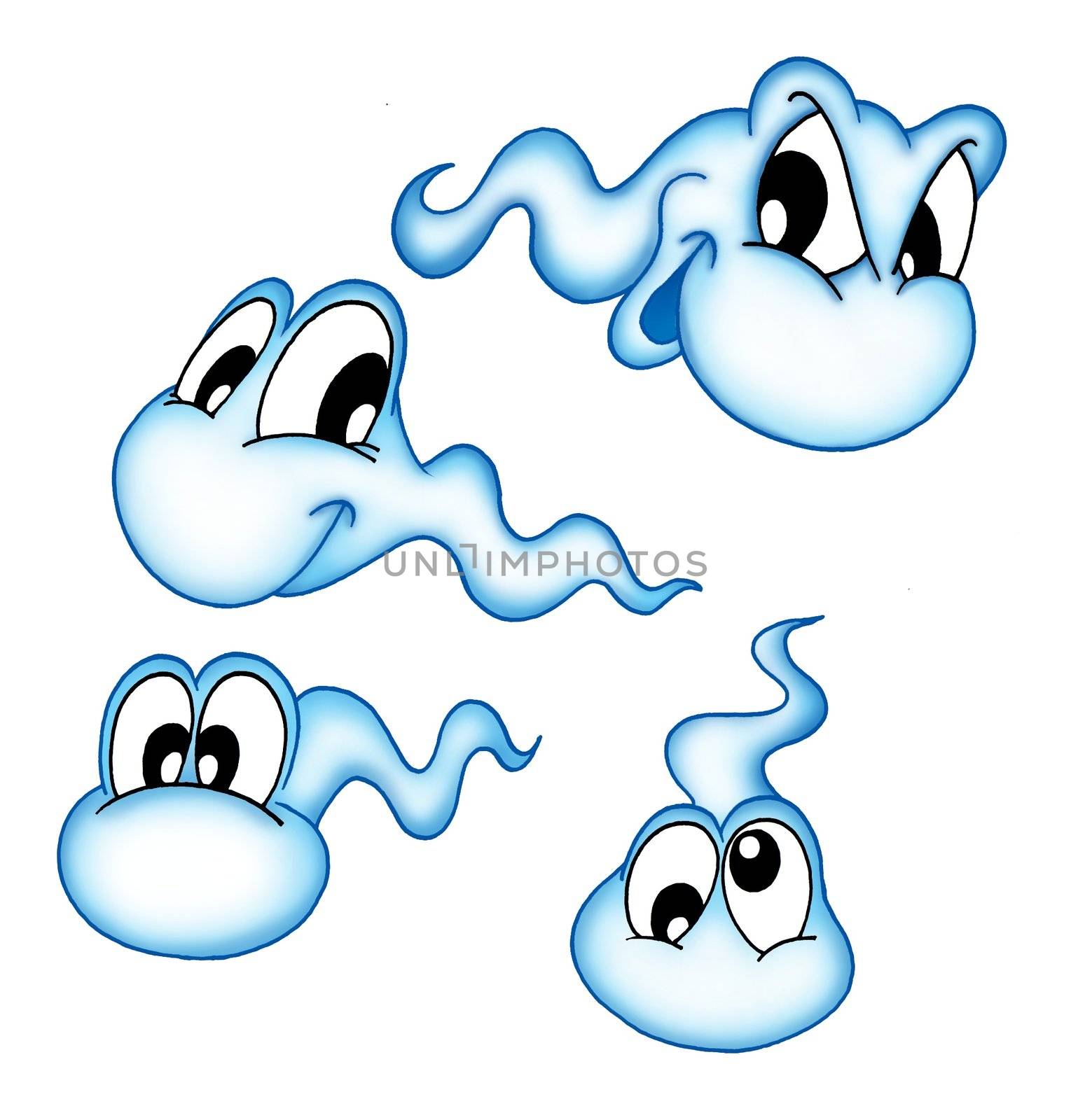 Color illustration of funny blue sperms.